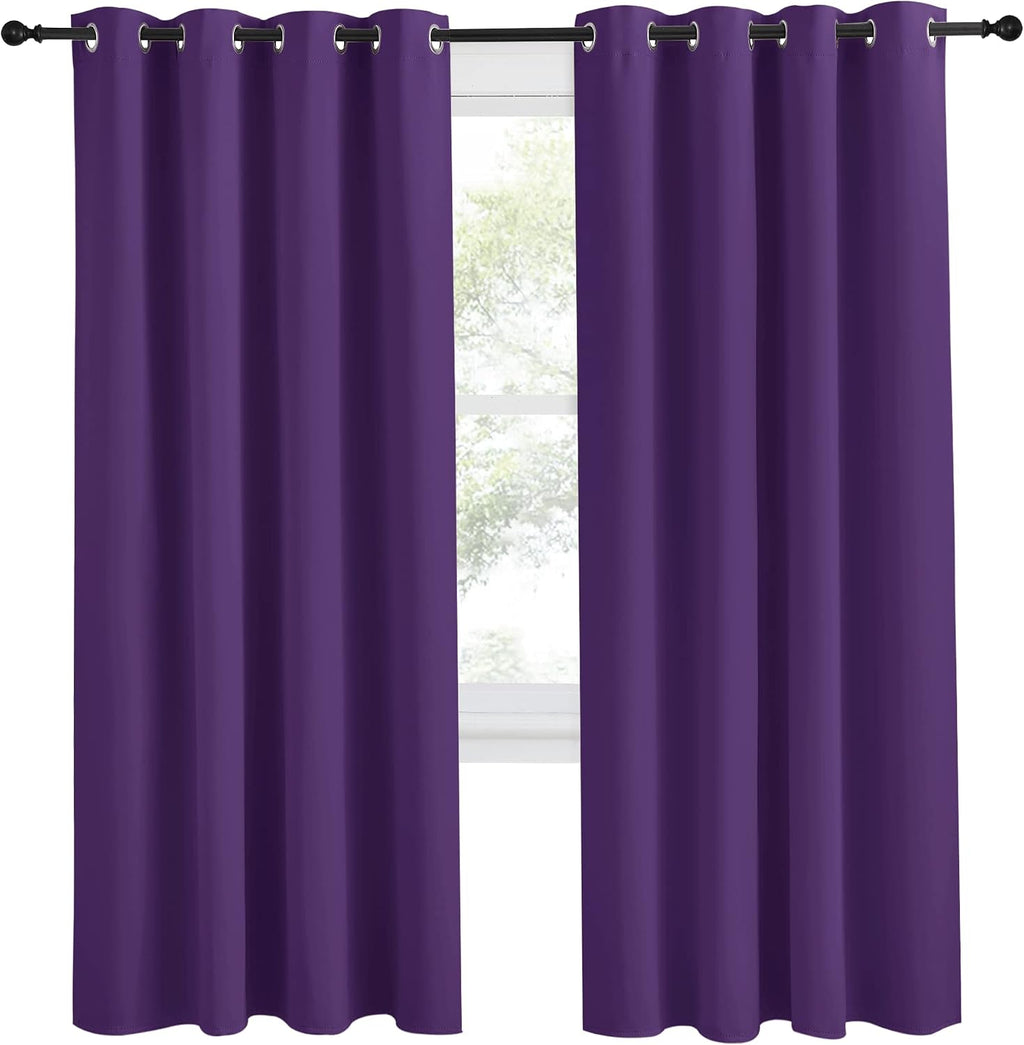 NICETOWN Blackout Window Curtain Short, 55W x 78L, Sold Individually, Royal Purple Color, Home Fashion Thermal Insulated Room Darkening…