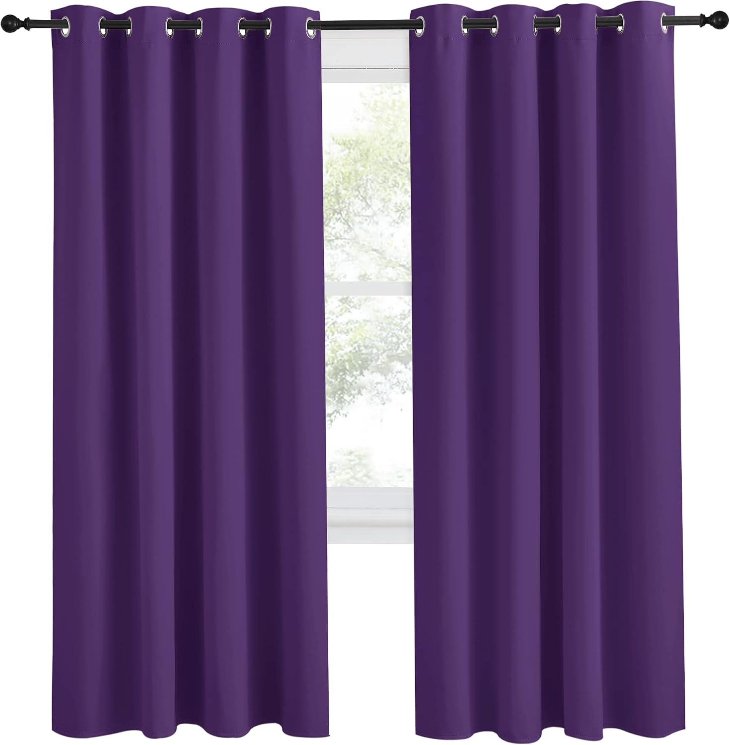 NICETOWN Blackout Window Curtain Short, 55W x 78L, Sold Individually, Royal Purple Color, Home Fashion Thermal Insulated Room Darkening…
