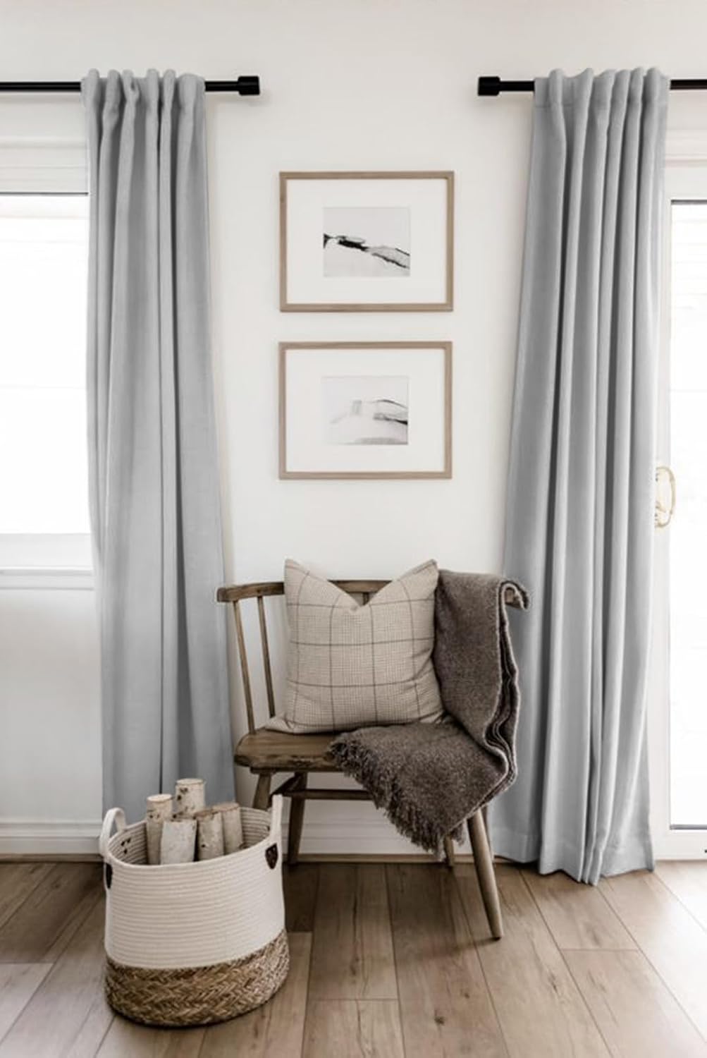 100BlackoutShield 100% Blackout Shield Linen Blackout Curtains for Bedroom 120 Inches Long, Back Tab/Rod Pocket Living Room Drapes, Thermal…