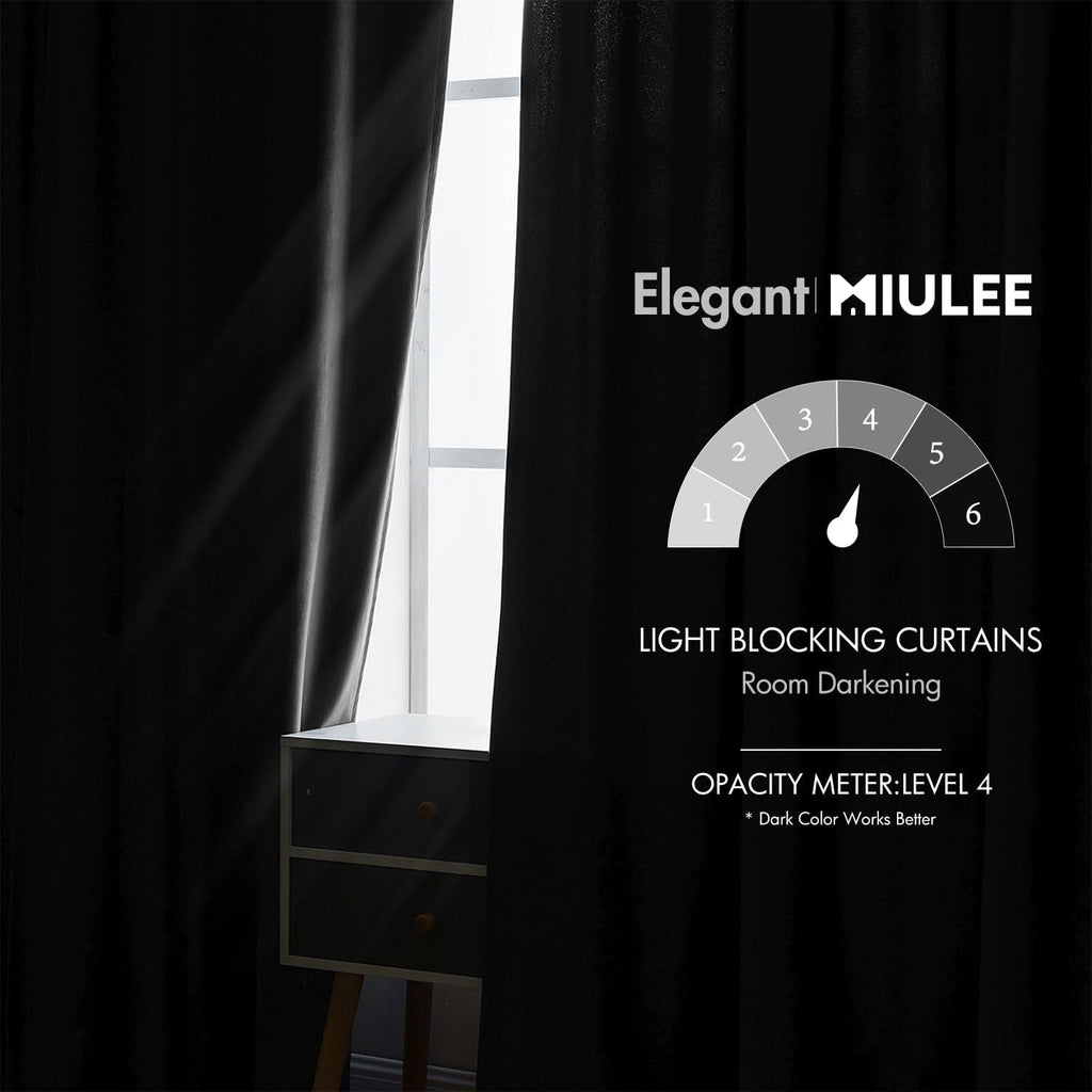 Miulee Black Velvet Curtains 84 inches 2 Panels - Luxury Blackout Curtains for Bedroom Living Room Thermal Insulated Super Soft Window Drap…