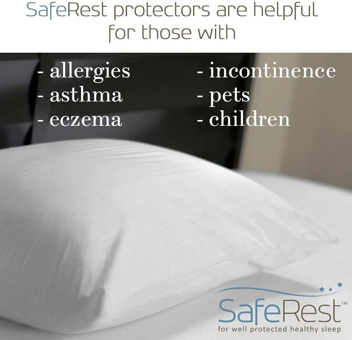 SafeRest Pillow Protector - Pack of 1 - Standard Size Waterproof Pillow Cover - Zippered Pillow Encasement for College Dorm Room, New…