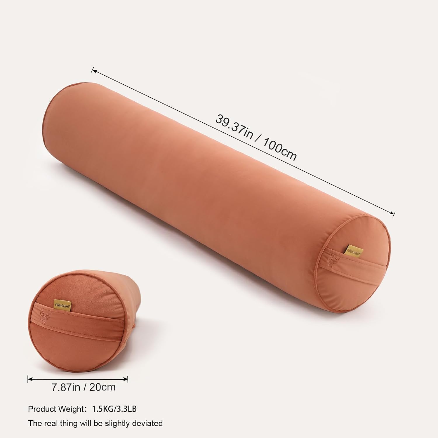 Body Pillow for Adults, Long Round Pillow, Big Cylindrical Pillow, Large Full Bolster Pillows for Side Sleepers (Amber Orange, 39.37"*7.87")