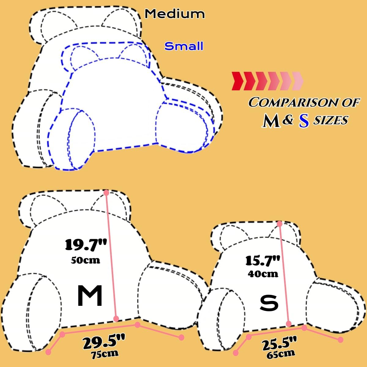 Sexysamba Bed Rest Reading Pillow - Kawaii Soft Lumbar Pillows Rest Cushion with Washable Cover, Bedrest Pillow with Arms for Sitting in Be…