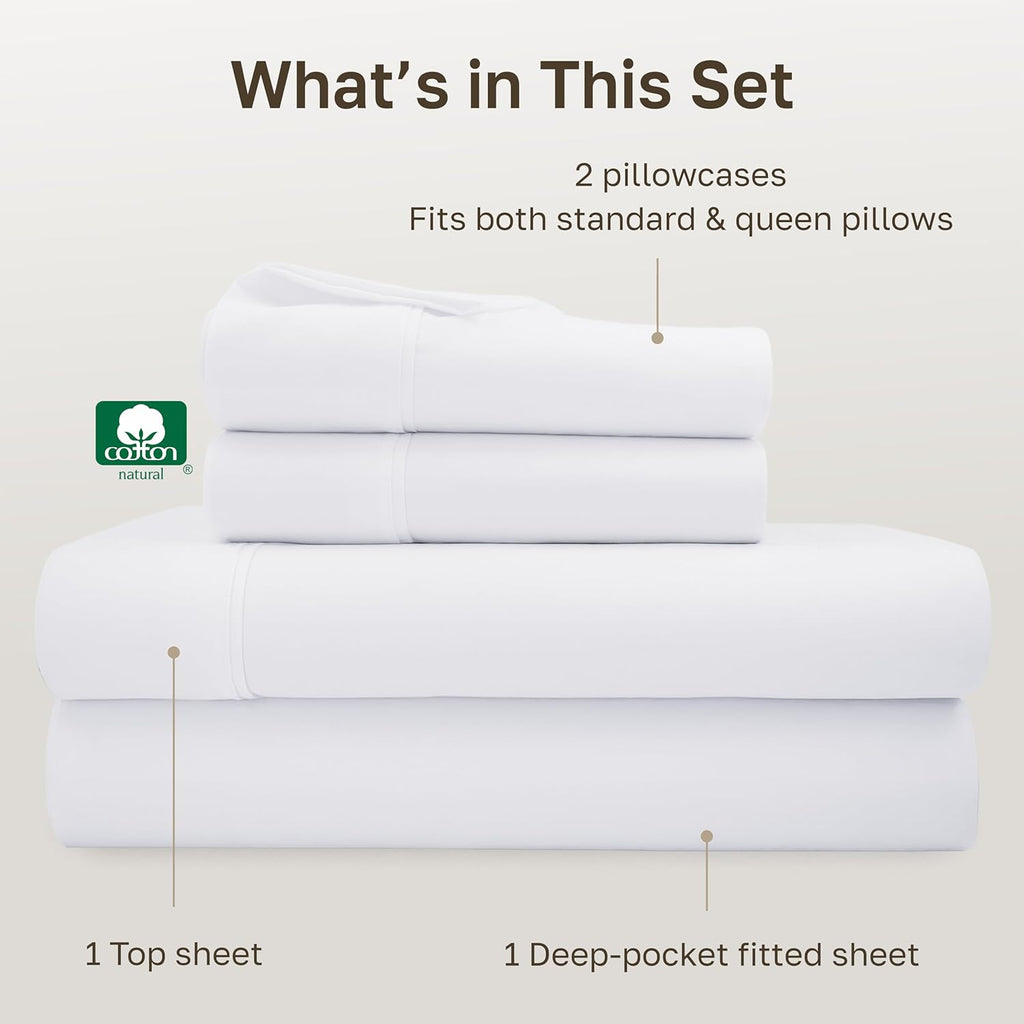 CaliforniaDesignDen California Design Den Soft 100% Cotton Queen Sheet Set, 400 Thread Count Good Housekeeping Award Winner, Silky Smooth S…