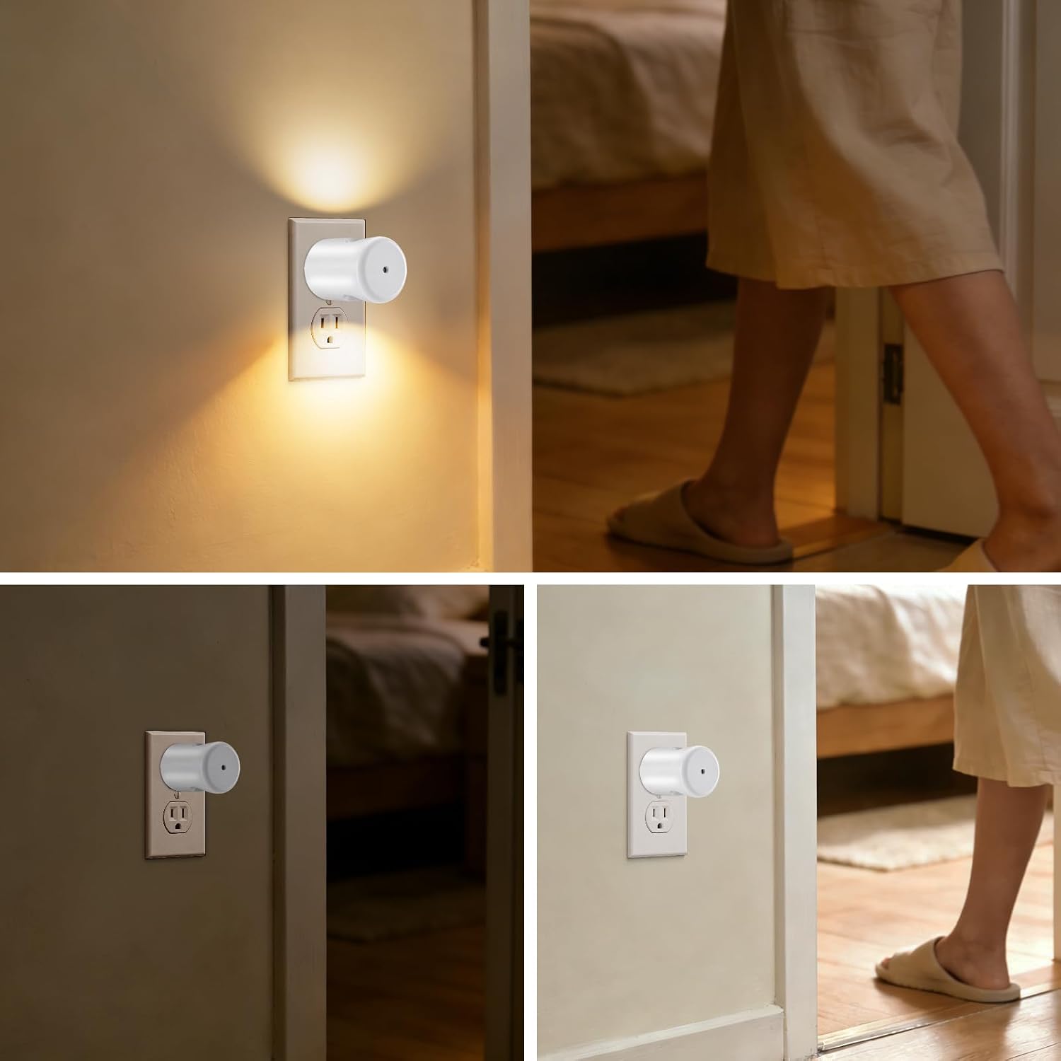 4-Pack Motion Sensor Night Light, Plug-in Wall LED Nightlight with Dusk to Dawn Sensor, Auto On/Off, 2700K Warm White 100 Lumens…