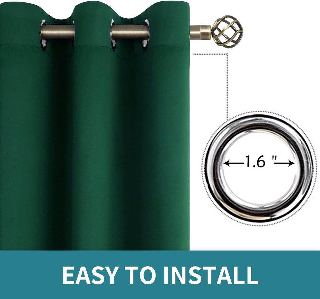 BGment Blackout Curtains - Grommet Thermal Insulated Room Darkening Bedroom and Living Room Curtain, Set of 2 Panels (52 x 45 Inch, Emerald…