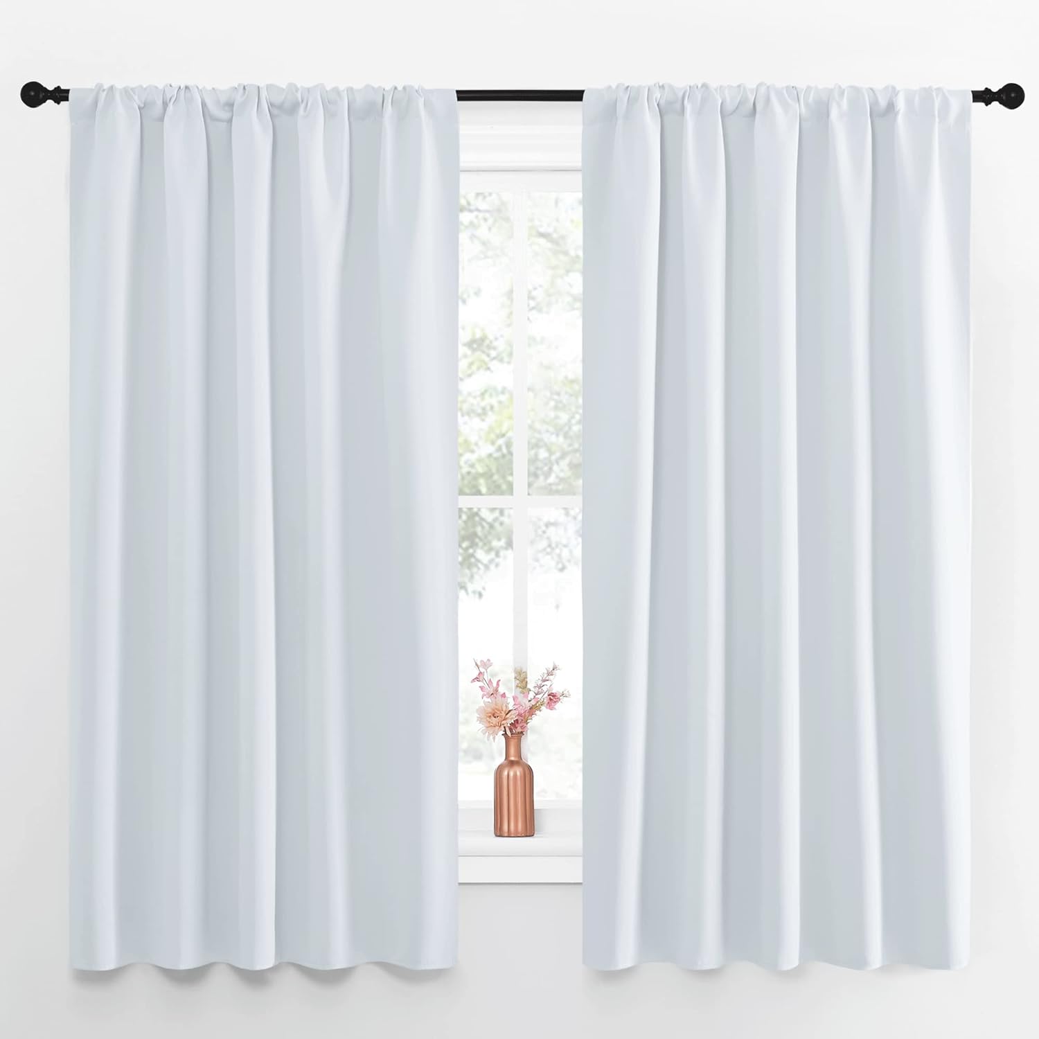 NICETOWN Greyish White Bedroom Curtain Panels - Multi-Function Noise Reducing Performance Window Treatment Thermal Insulated Room…