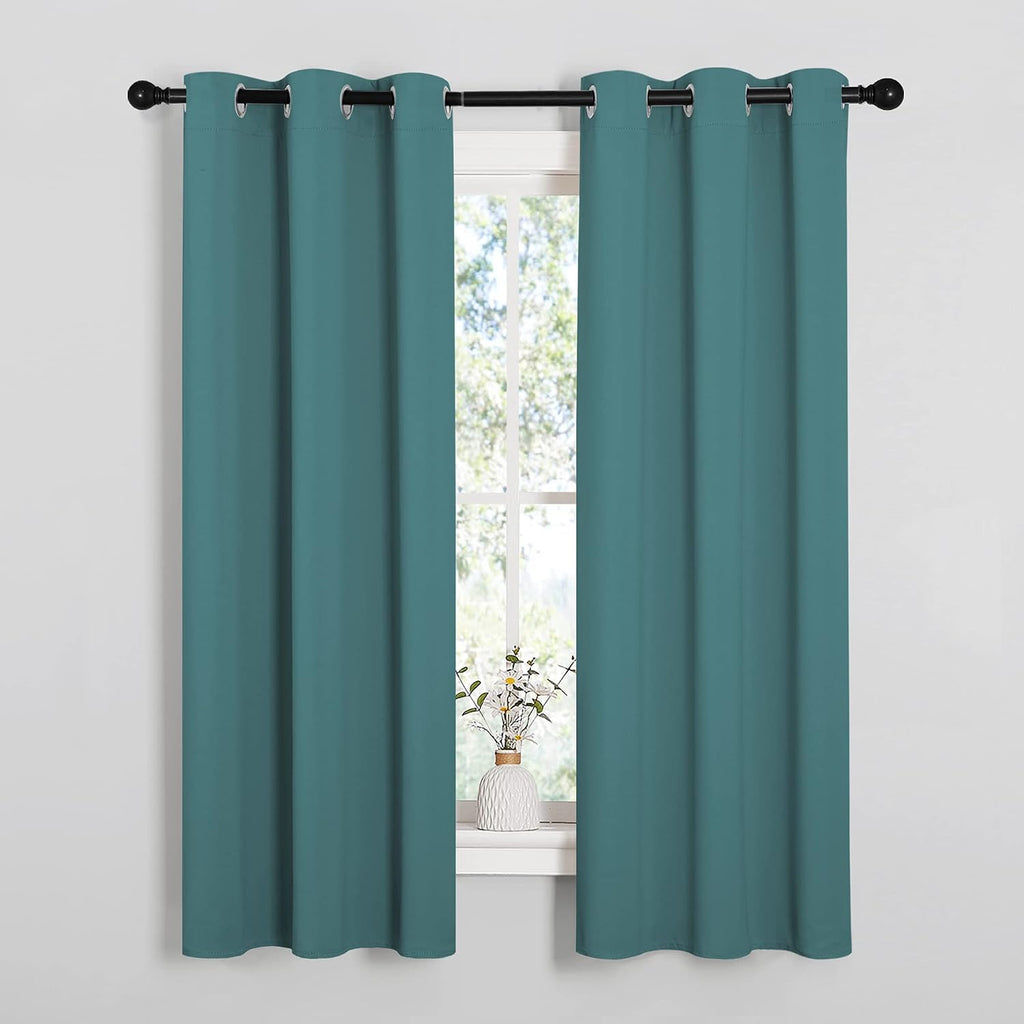 NICETOWN Kitchen Curtain Panels Blackout Draperies, Thermal Insulated Solid Grommet Blackout Curtains/Drapes (Sea Teal, One Pair, 34 by…