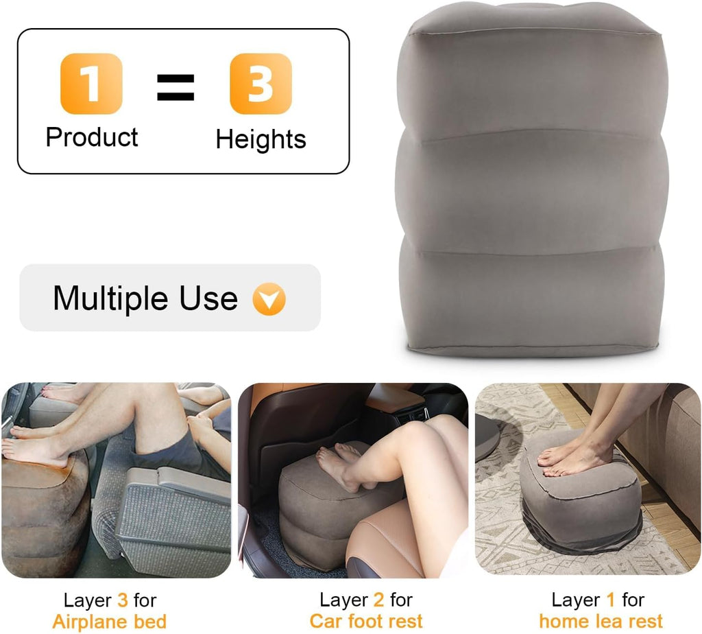 Inflatable Travel Foot Rest Pillow, Kids Airplane Bed, Adjustable Height Leg Pillow for Air Travel, Make a Flat Bed for Toddlers, Great…