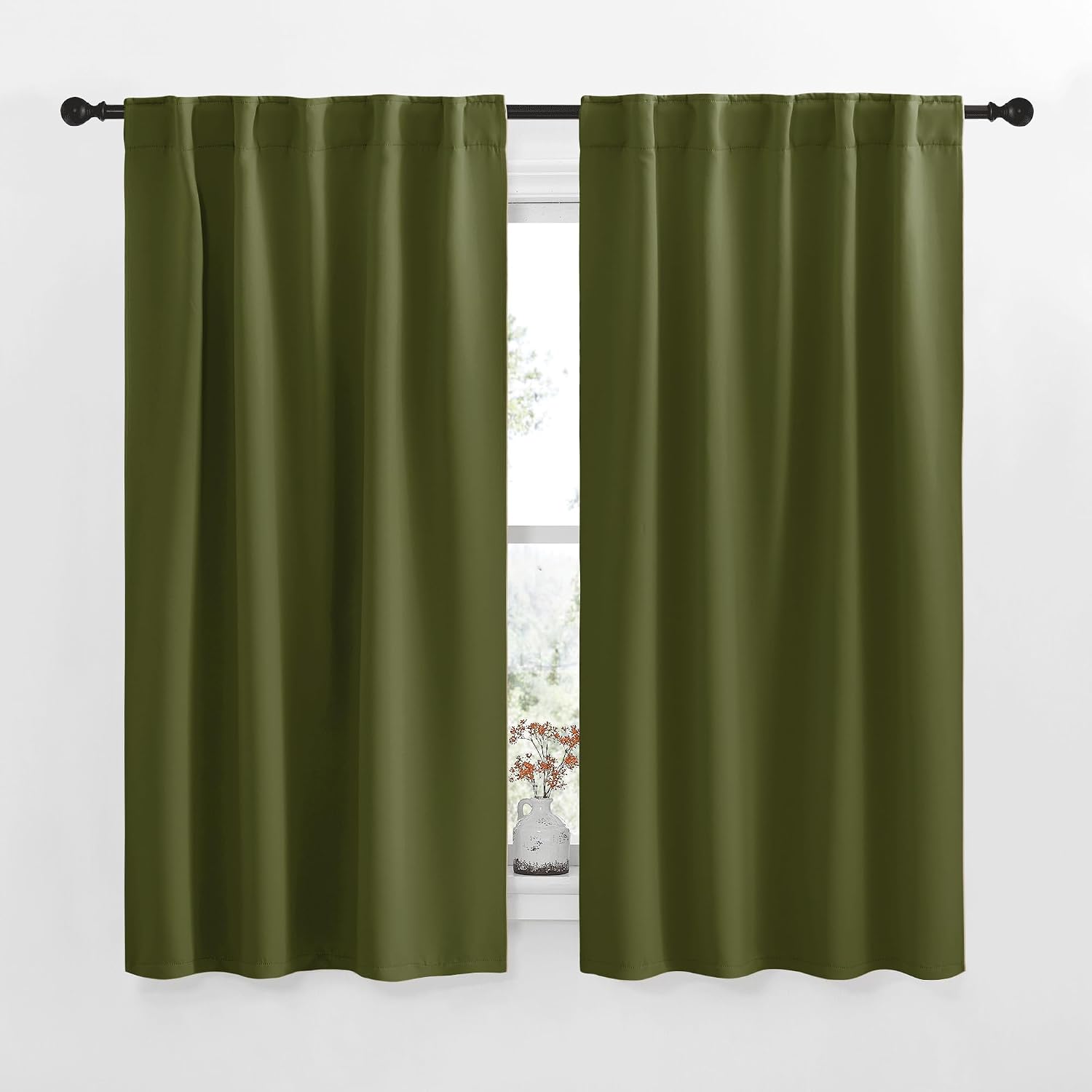 NICETOWN Blackout Curtain Panels for Living Room - (Olive Green Color) 42x63 Inch, 2 Panels Set, Thermal Insulated Room Darkening…