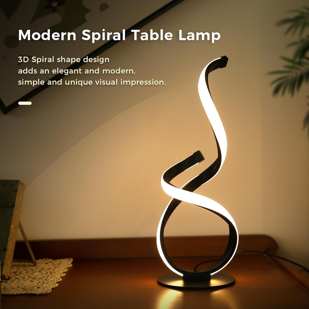 2 Pack Modern Touch Lamp for Nightstand, Spiral LED Table Lamp, Dimmable 3 Color Temperature Night Stand Desk Lamp, Unique Bedside Light…