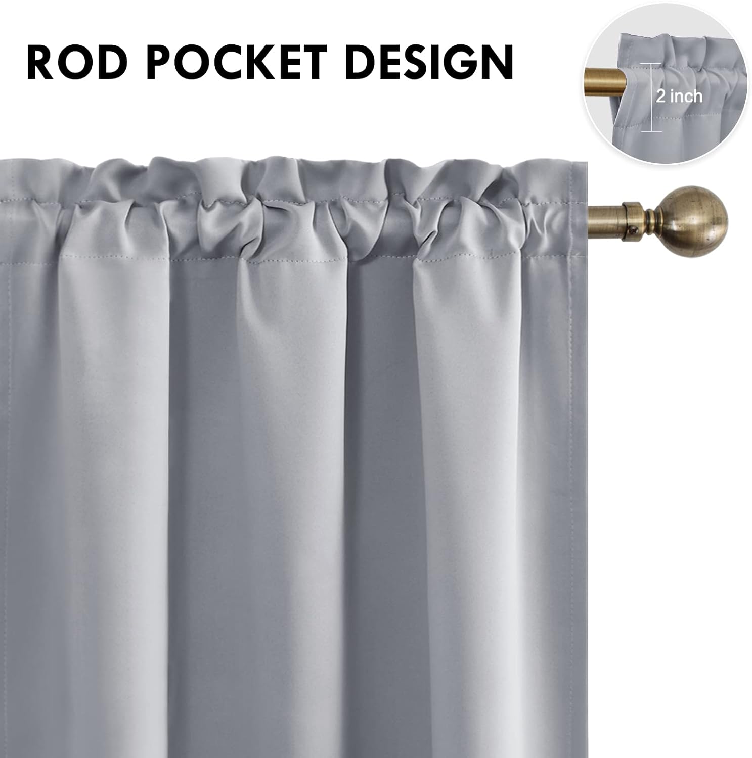 DWCN Silver Grey Short Blackout Curtains for Bedroom, Thermal Insulated Energy Saving Room Darkening Curtains for Living Room (W60 x L36…