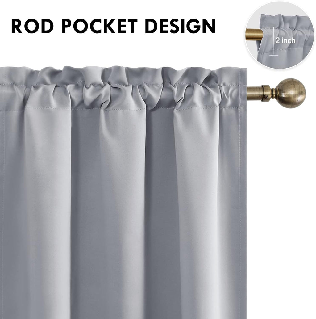 Dwcn Blackout Curtains Room Darkening Thermal Insulated Bedroom Curtains Window Curtain Panels, 42 x 45 inches Long, Set of 2 Silver Grey R…
