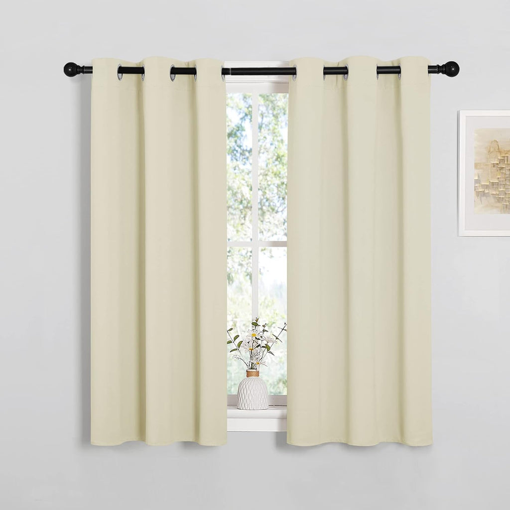 NICETOWN Room Darkening Curtain Panels for Cafe, Thermal Insulated Grommet Top Room Darkening Draperies/Drapes for Window (Beige, 2…