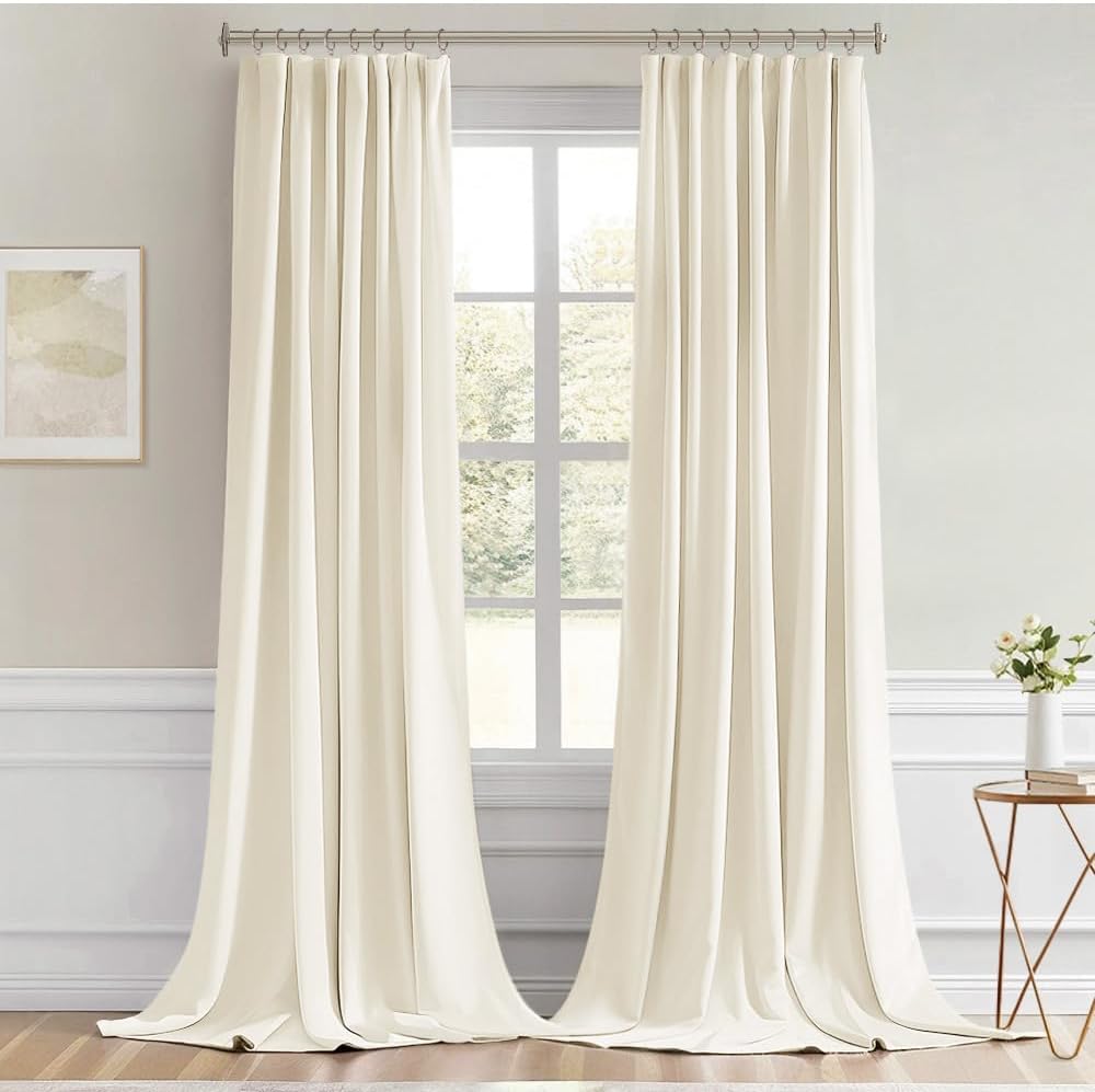 Miulee Birch Back Tab Blackout Curtain 96 Inch Long 2 Panels Set for Bedroom, Rod Pocket/Pinch Pleat Thermal Insulated Living Room Darkenin…