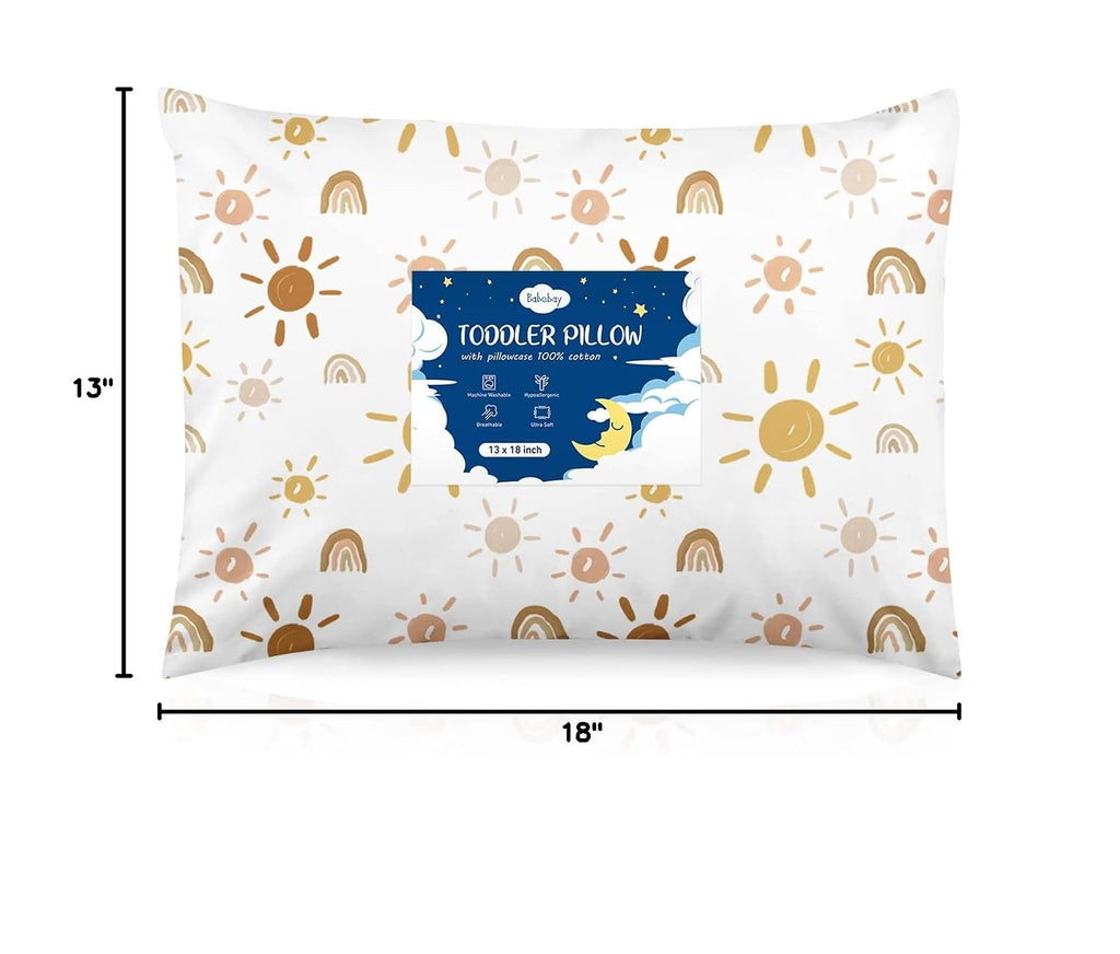 Babebay Toddler Pillow,13X18 Toddler Pillows for Sleeping, Machine Washable Kids Pillow with Pillowcase, Perfect for Travel, Toddlers Cot…