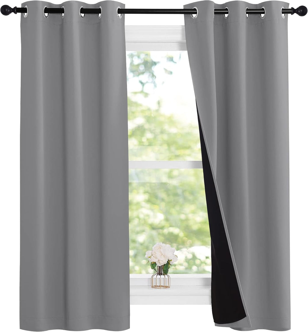 Nicetown Noise and Lights Block Out Curtains, Thermal Insulated 100% Blackout 2-Layer Lined Drapes, Noise Cancellation Window Draperies for…