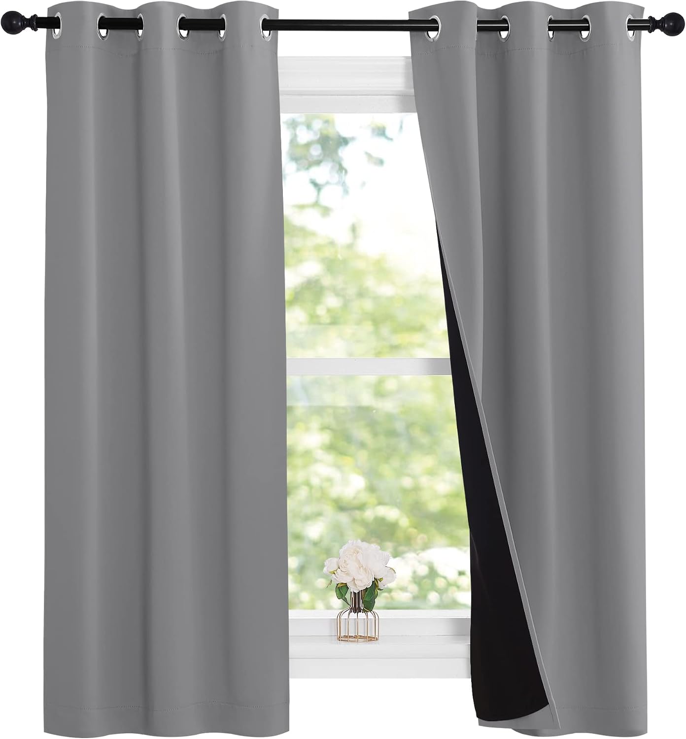 Nicetown Noise and Lights Block Out Curtains, Thermal Insulated 100% Blackout 2-Layer Lined Drapes, Noise Cancellation Window Draperies for…