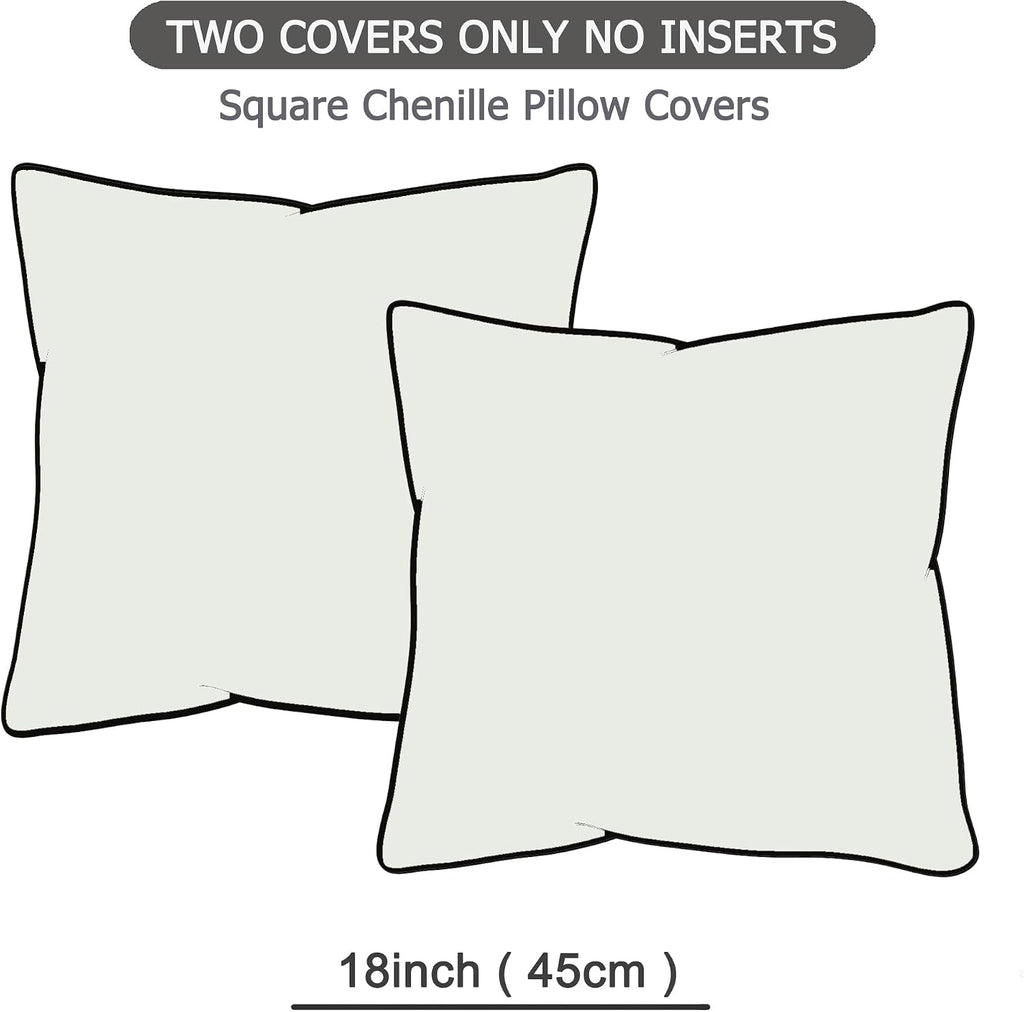 Gawamay Set of 2 Soft Textured Chenille Throw Pillow Covers 18x18 Inch (45x45 CM), Decorative Pillowcases Cushion Covers for Farmhouse Home…