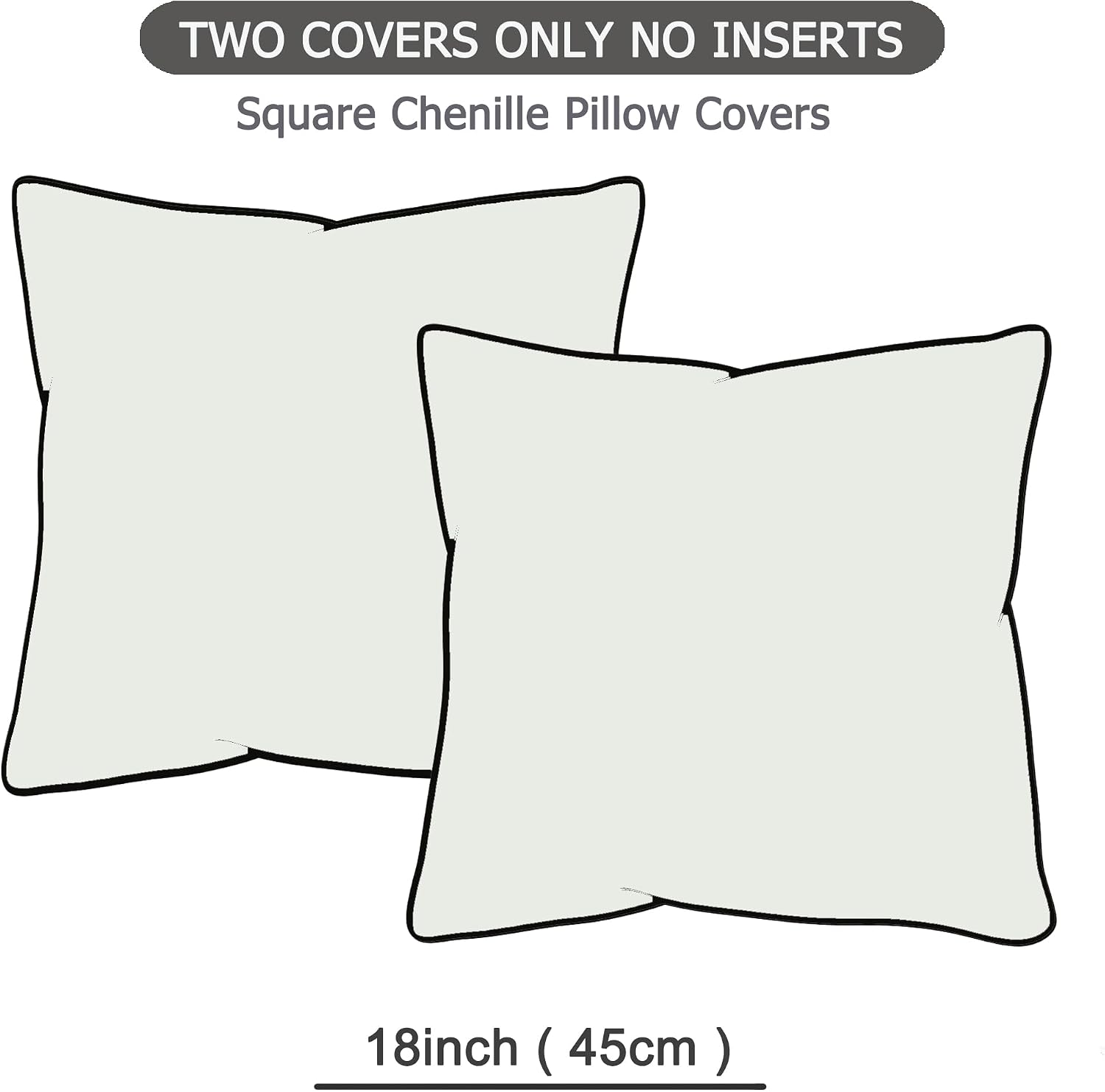 Gawamay Set of 2 Soft Textured Chenille Throw Pillow Covers 18x18 Inch (45x45 CM), Decorative Pillowcases Cushion Covers for Farmhouse Home…