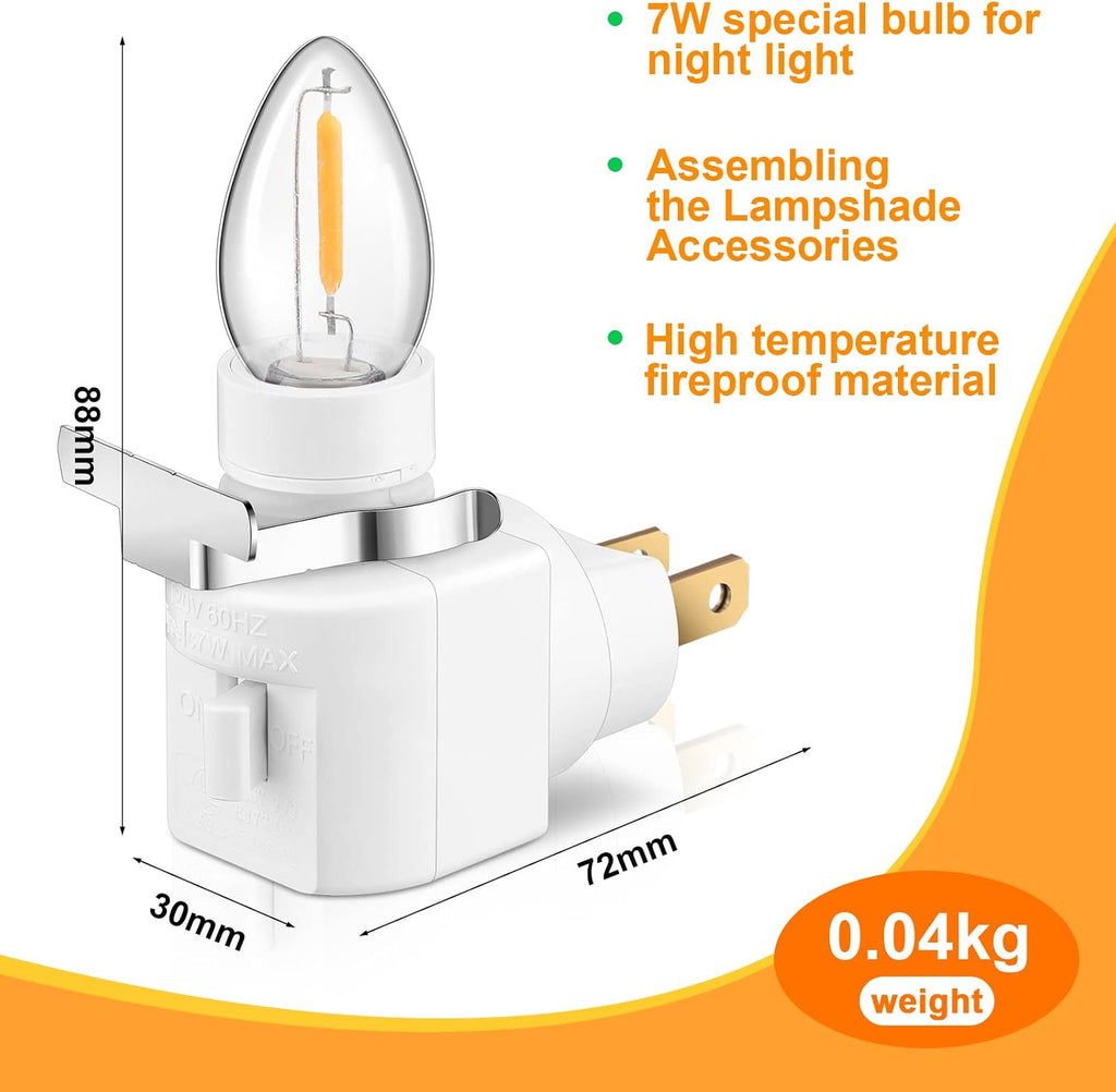 Reginary 8 Sets Night Light Bases, 360° Plug in Rotating Night Light Modules with On/Off Switch and Metal Clips Plastic Swivel Wall Lamp…