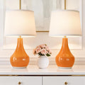 Seealle Modern Ceramic Table Lamps for Night Stands - Bedside Lamps Set of 2 for Nightstand, Orange Bedroom Lamp for Living Room Cute Desk…
