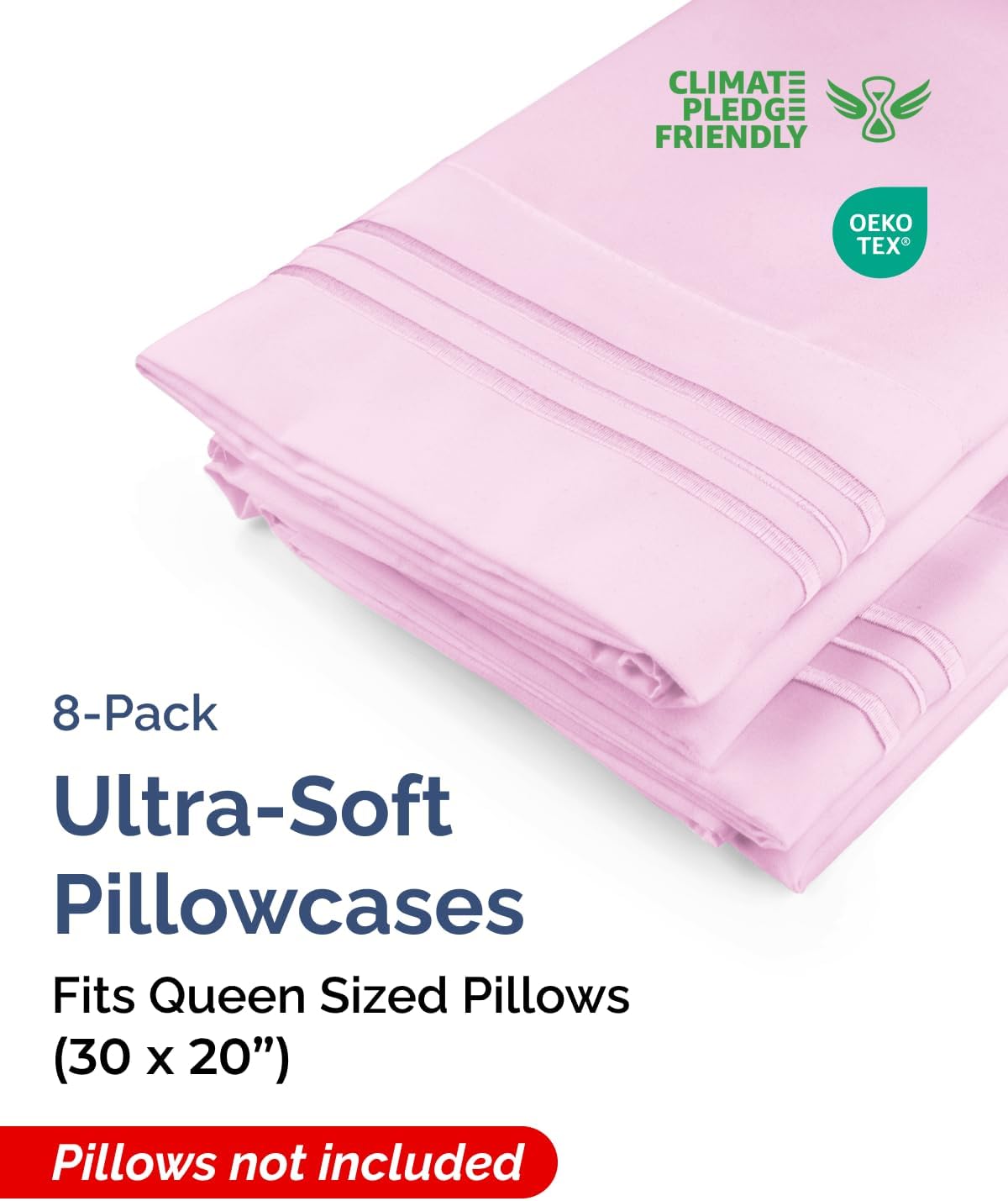Queen Pillow Cases Set of 8 - Ultra Soft Hotel Quality Pillowcase Covers - Comfy, Cozy & Wrinkle Free - Shrink, Stain & Fade Resistant…