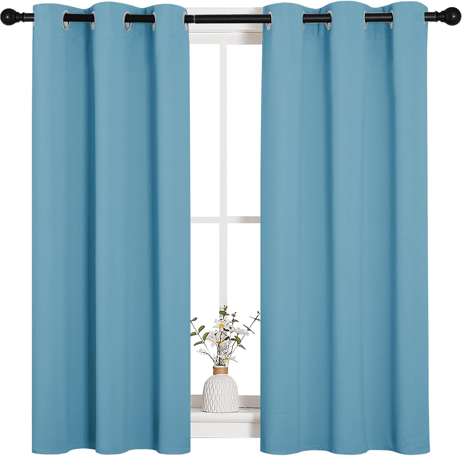 NICETOWN Thermal Insulated Curtains Blackout Draperies, Window Treatment Solid Grommet Room Darkening Drape Panels for Bedroom (Teal…