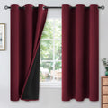 YoungsTex Burgundy 100% Blackout Curtains for Bedroom, Thermal Insulated Drapes with Grommet Full Room Darkening with Black Backing for Liv…