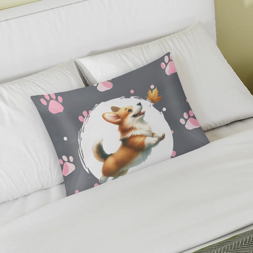 Satin Pillowcase for Hair and Skin Pink Paw Print Dog Soft Silk Pillow Case with Envelope Closure Cooling Pillow Cases Slip Standard Size…