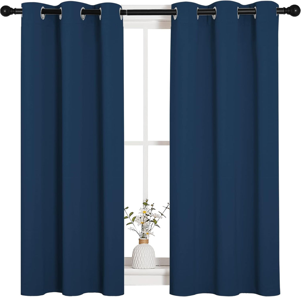 NICETOWN Bedroom Curtain Panels Blackout Draperies, Thermal Insulated Solid Grommet Blackout Curtains/Drapes (Moroccan Blue, 1 Pair, 34…