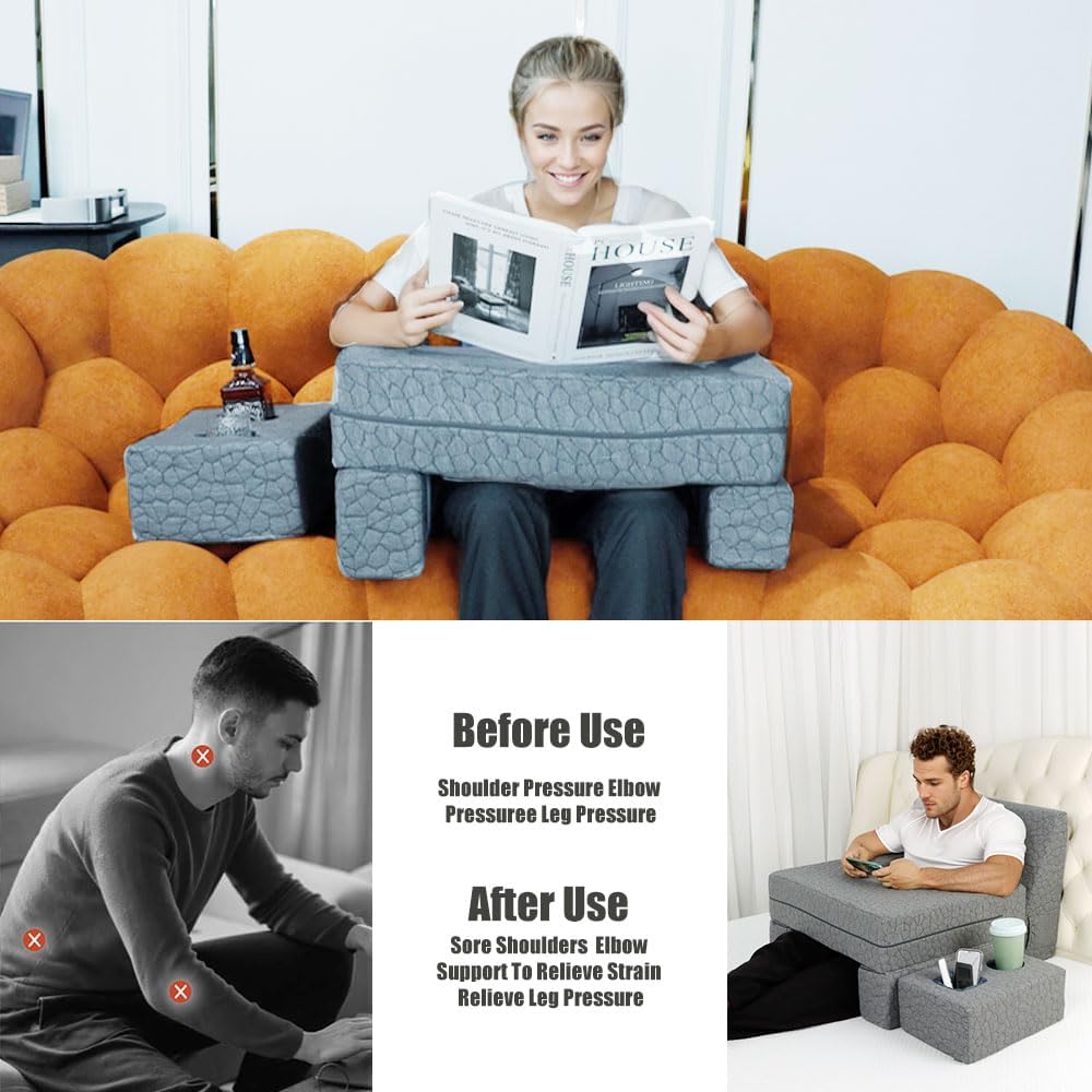 Bespilow Memory Foam Lap Desk Pillow for Adults - Extra Large Gaming Pillow for Lap, Laptop Couch Desk with Arm Rests & Independent Cup…
