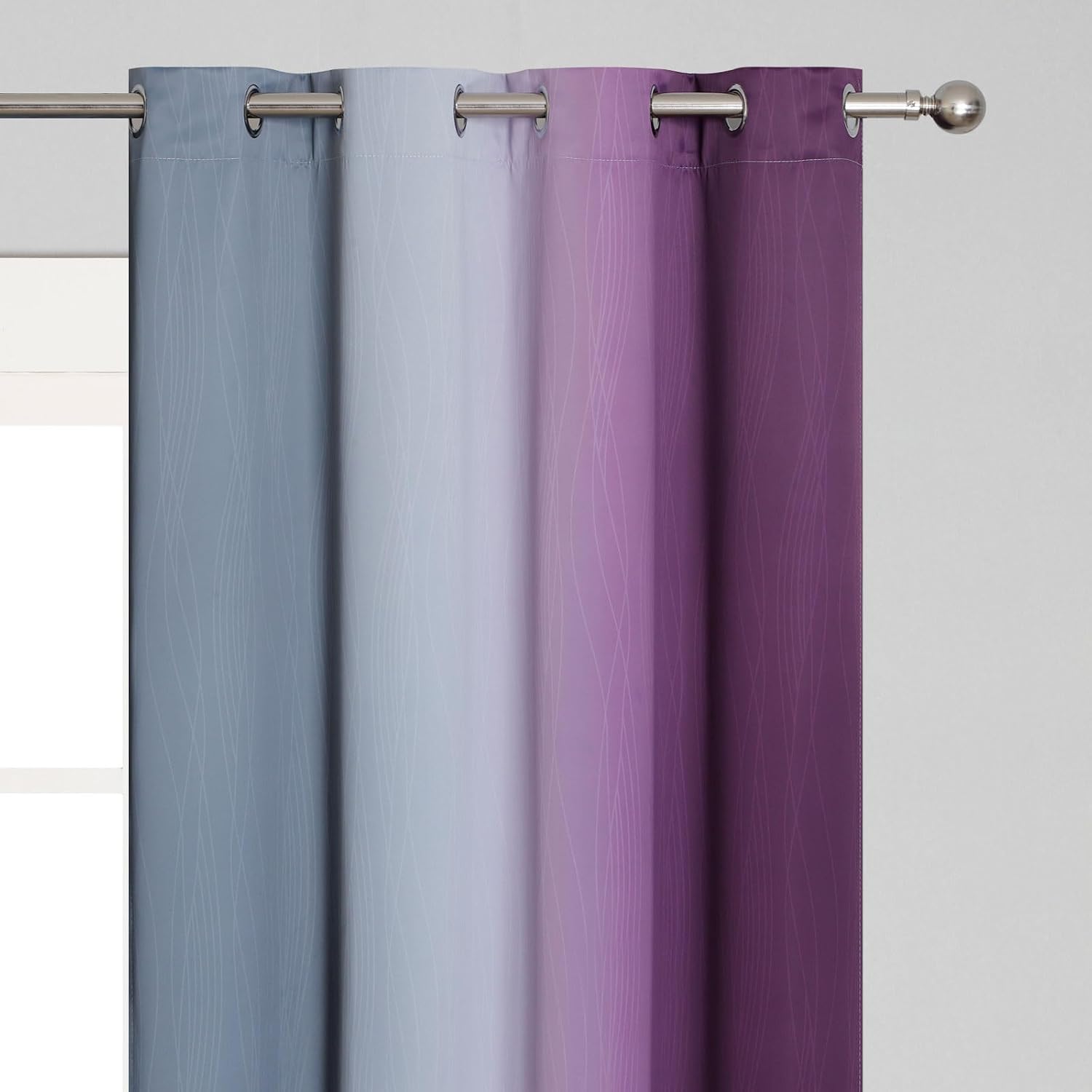 Estelartextiler Estelar Textiler Purple and Grey Ombre Blackout Curtains 102 Inches Long for Bedroom, Thermal Insulated Full Room Darkening…