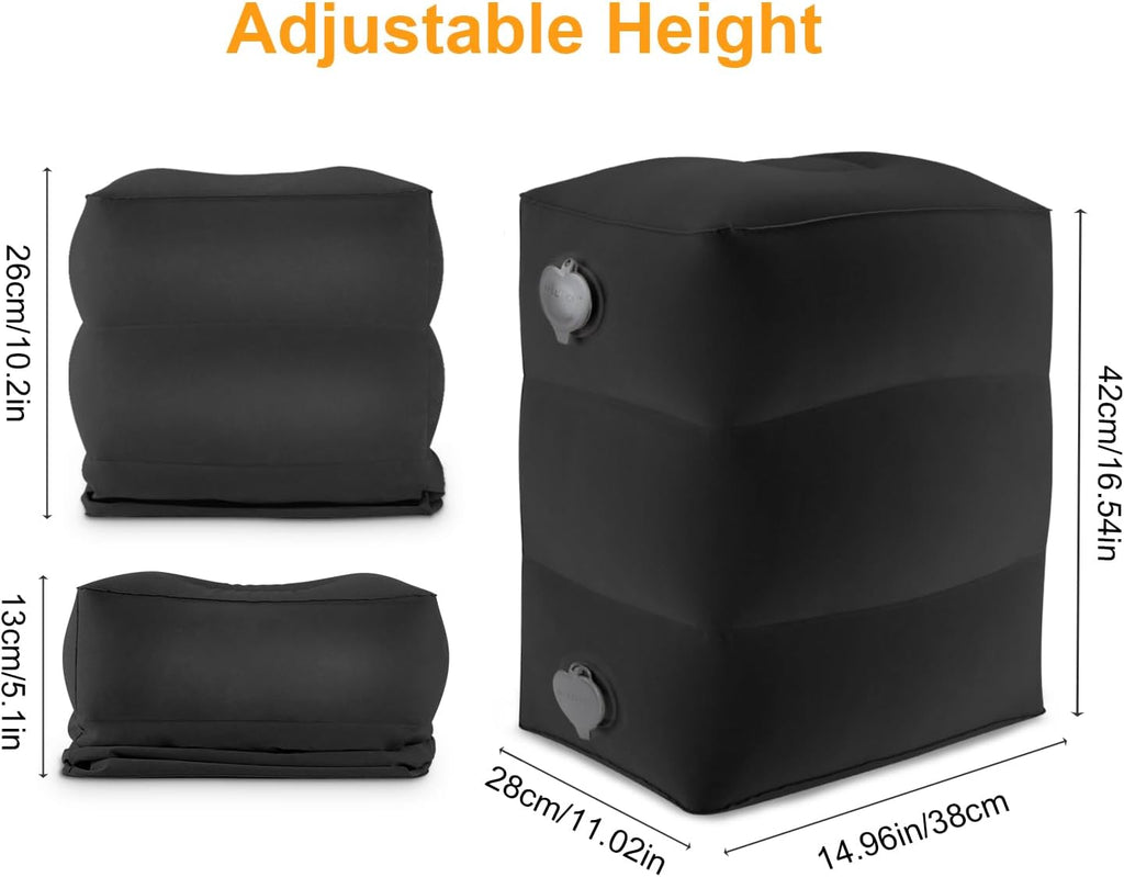 Maliton Inflatable Travel Foot Rest Pillow, Kids Airplane Bed, Adjustable Height Leg Pillow for Air Travel, Make a Flat Bed for Toddlers…
