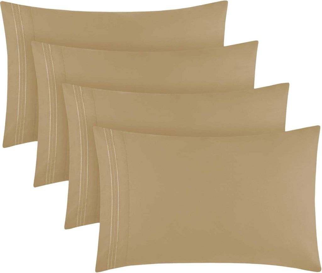 Mellanni Pillow Cases Set - 4 PC Iconic Collection Pillowcases - Hotel Luxury, Extra Soft, Cooling Pillow Covers - Wrinkle, Fade, Stain Res…