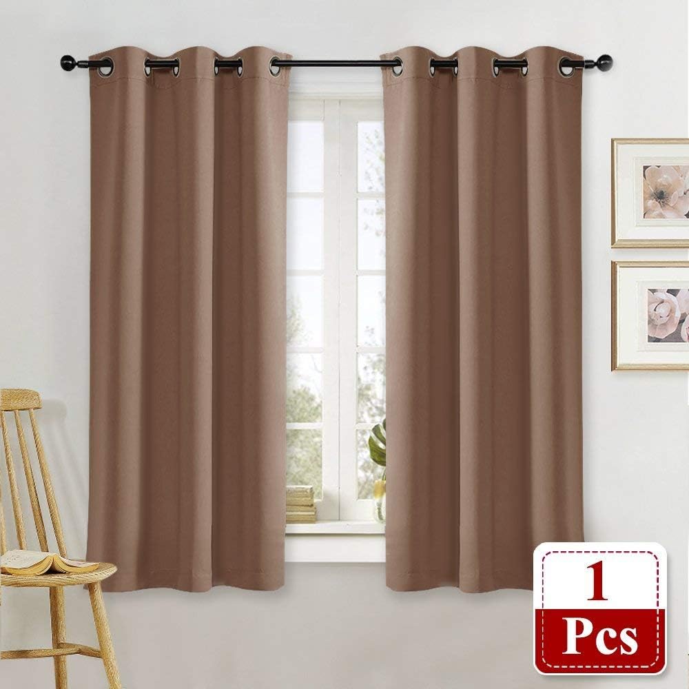 NICETOWN Small Window Blackout Curtain Panel Window Treatment Thermal Insulated Solid Grommet Blackout Drape for Cafe Store (1 Panel, 42…