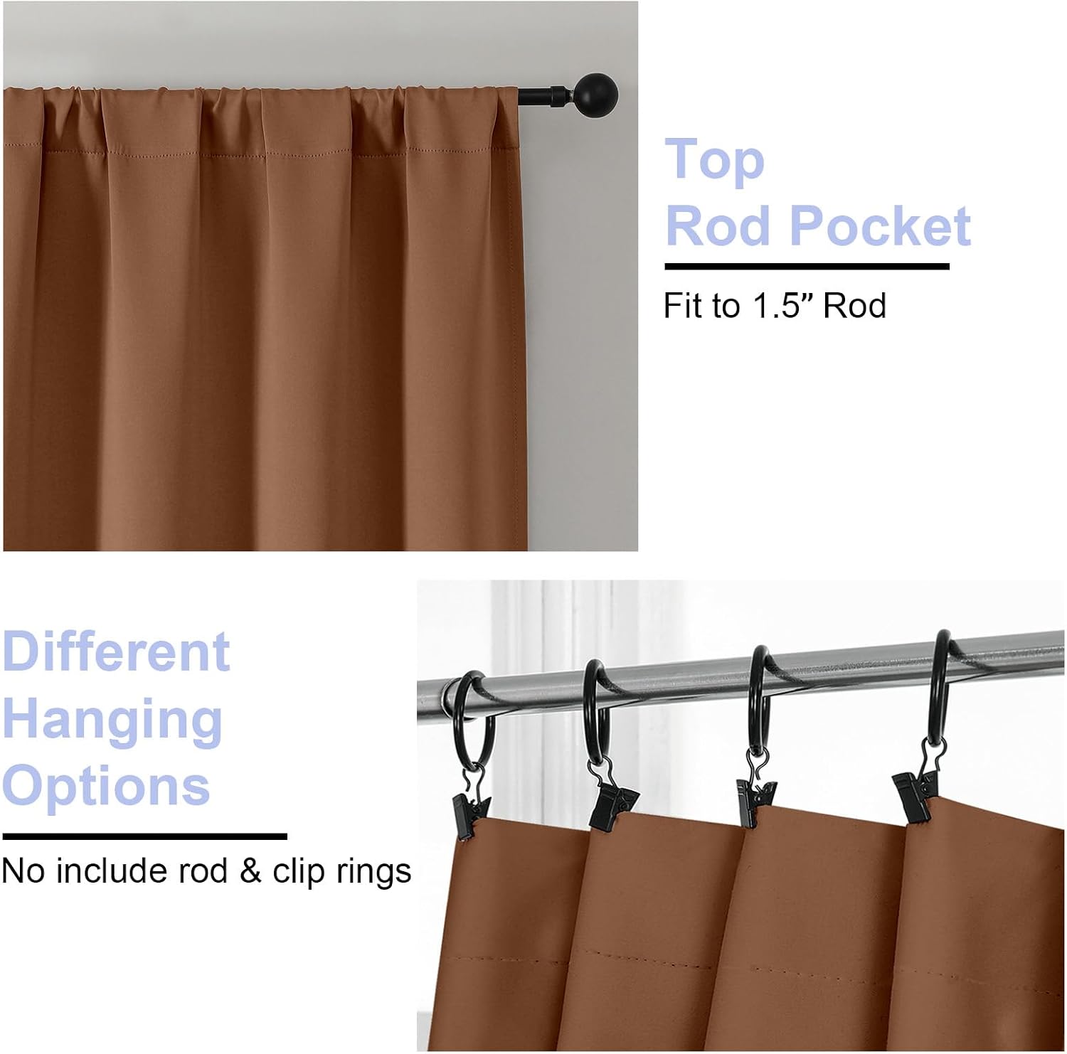 Simplebrand Sun Baked Blackout Curtains for Bedroom 96 Inches Long 2 Panels, Solid Thermal Insulated, Energy Saving Living Room Window Trea…