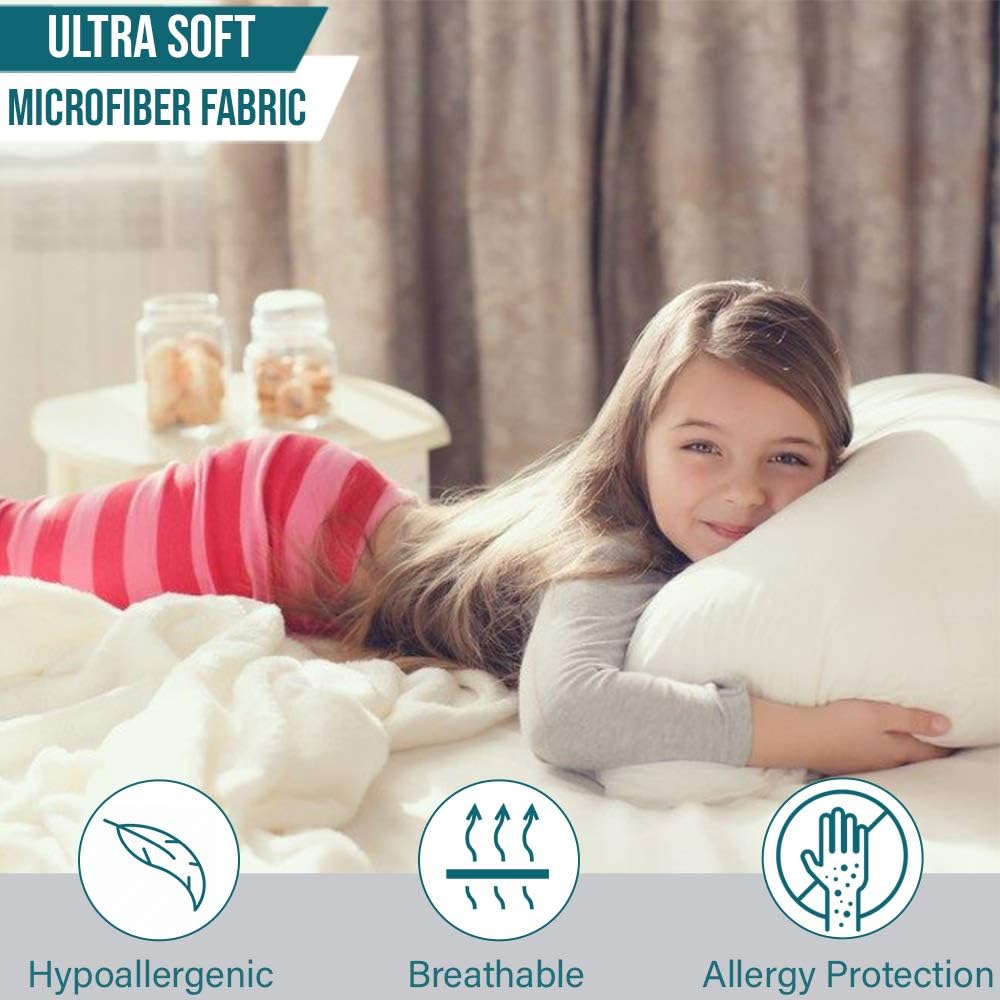 Micropuff Queen Size Pillow Protectors with Zipper - 2 Pack - Soft and Breathable Pillow Cover. Pillowcase Protects Against Stains…