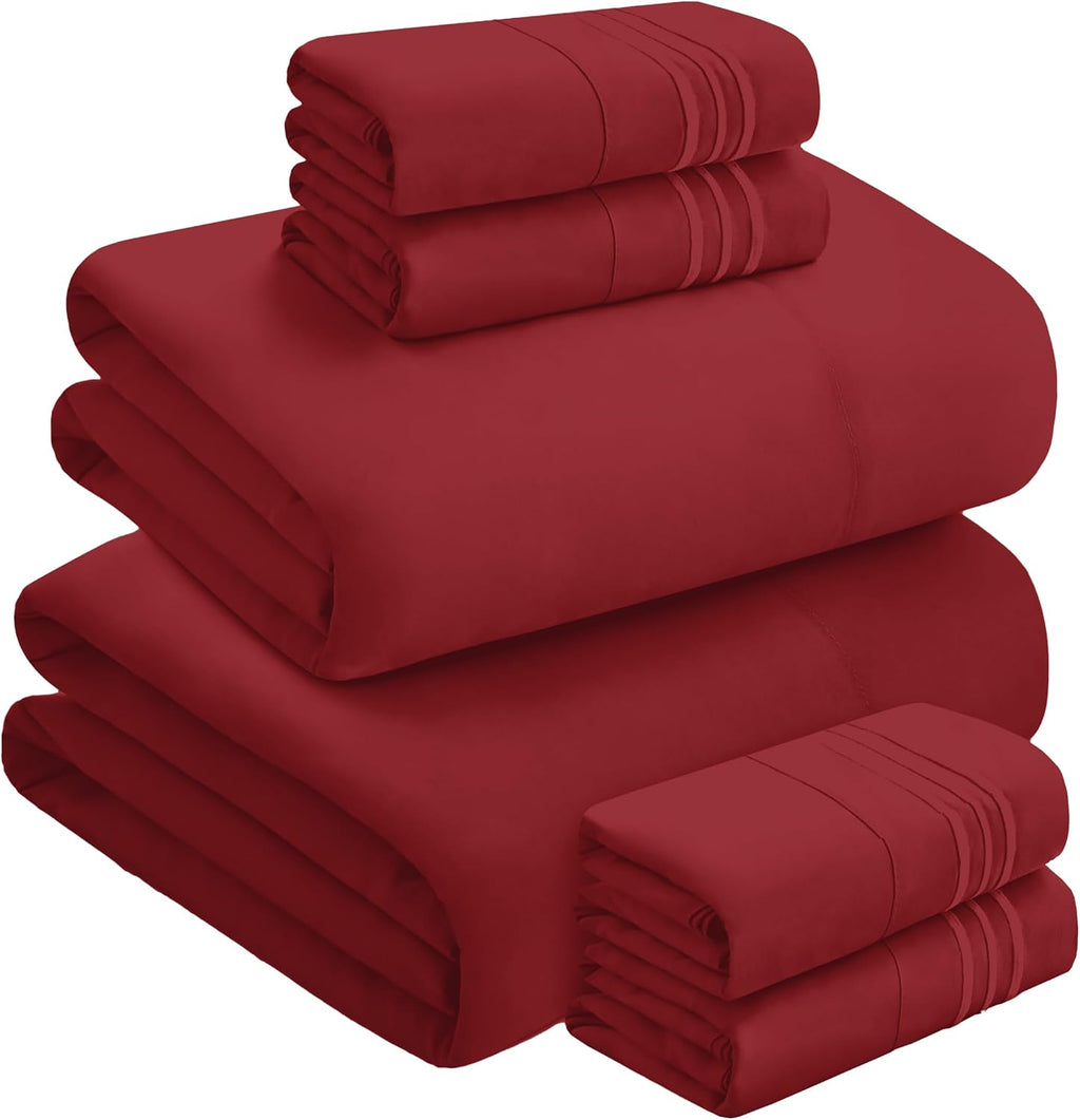 MocassiLuxuryBedding Mocassi Luxury 6-Piece Sheet Set, Ultra Soft 1800 Hotel Quality Microfiber Sheet Set, Fits Mattresses Up to 18 to 24 I…