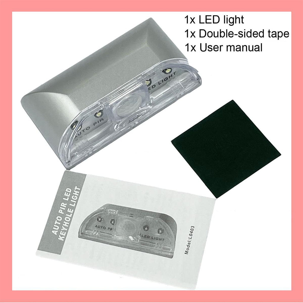 Home Keyhole Infrared PIR Wireless Auto Sensor Motion Detector LED Light lamp for Kitchen Hallway Stairway Silver