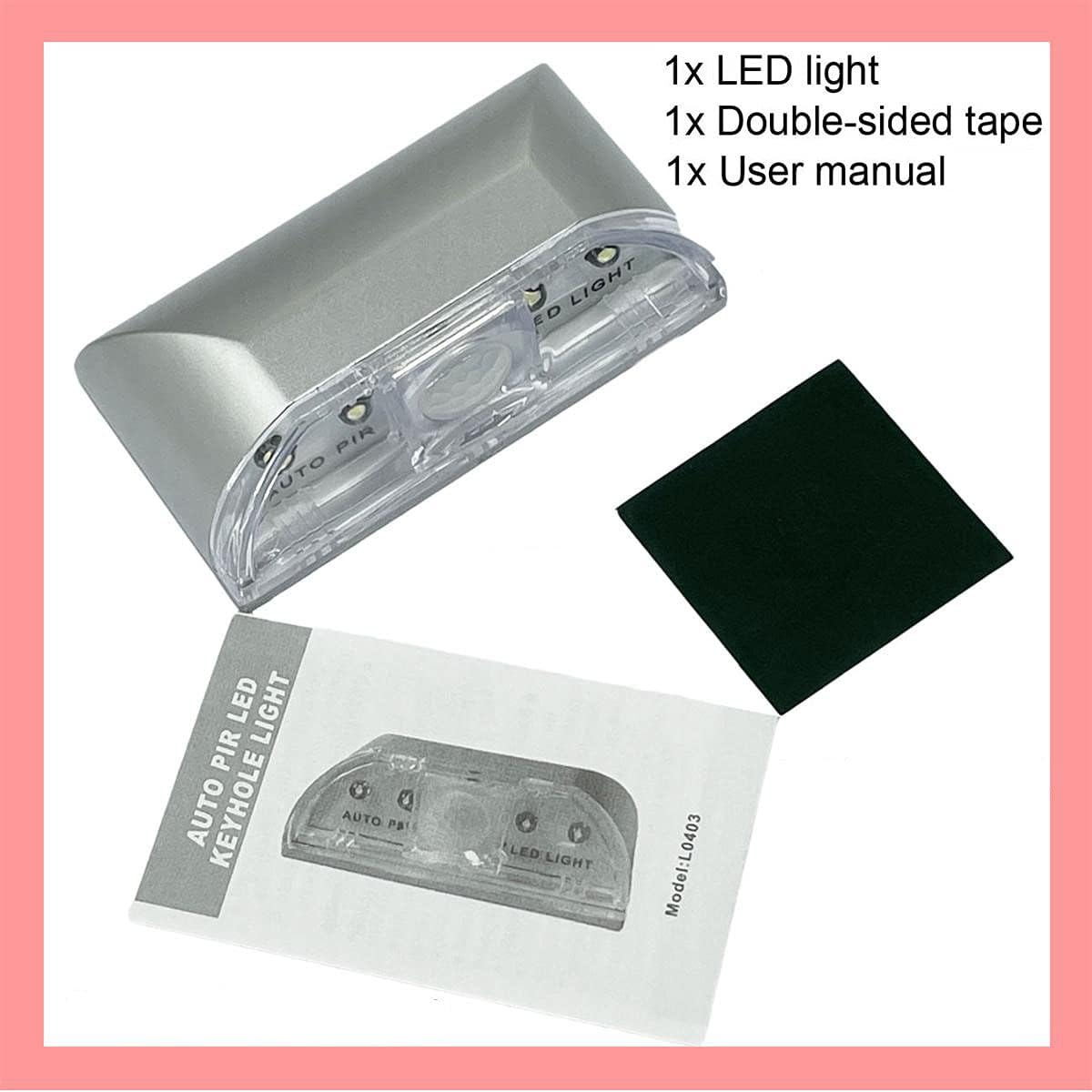 Home Keyhole Infrared PIR Wireless Auto Sensor Motion Detector LED Light lamp for Kitchen Hallway Stairway Silver