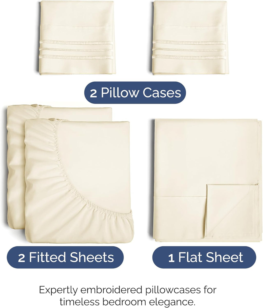 Split King Size 5 Piece Sheet Set - Comfy Breathable & Cooling Sheets - Hotel Luxury Bed Sheets for Women & Men - Deep Pockets, Easy-Fit…
