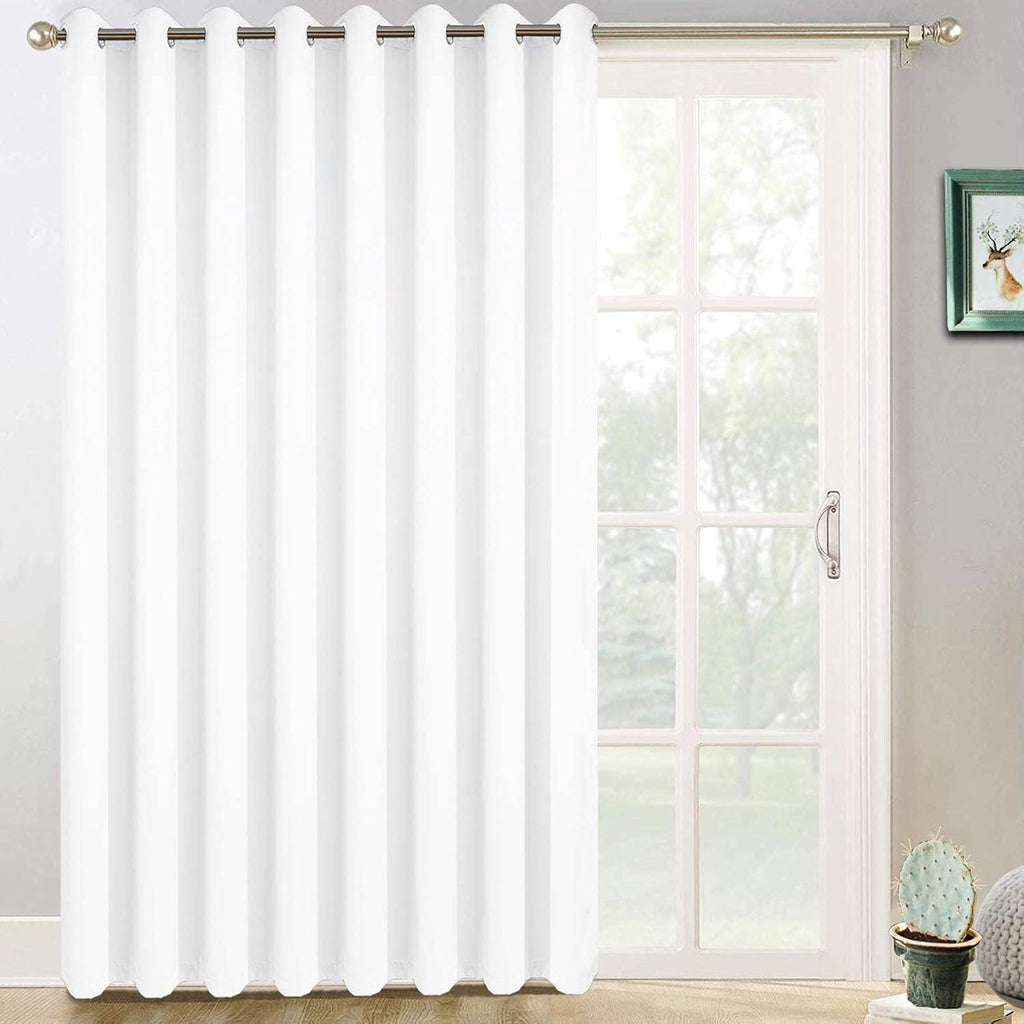 Yakamok Pure White Curtain for Living Room Sliding Glass Door Vertical Blind for Room Darkening Extra Wide Window Drapes Grommet Top Room…