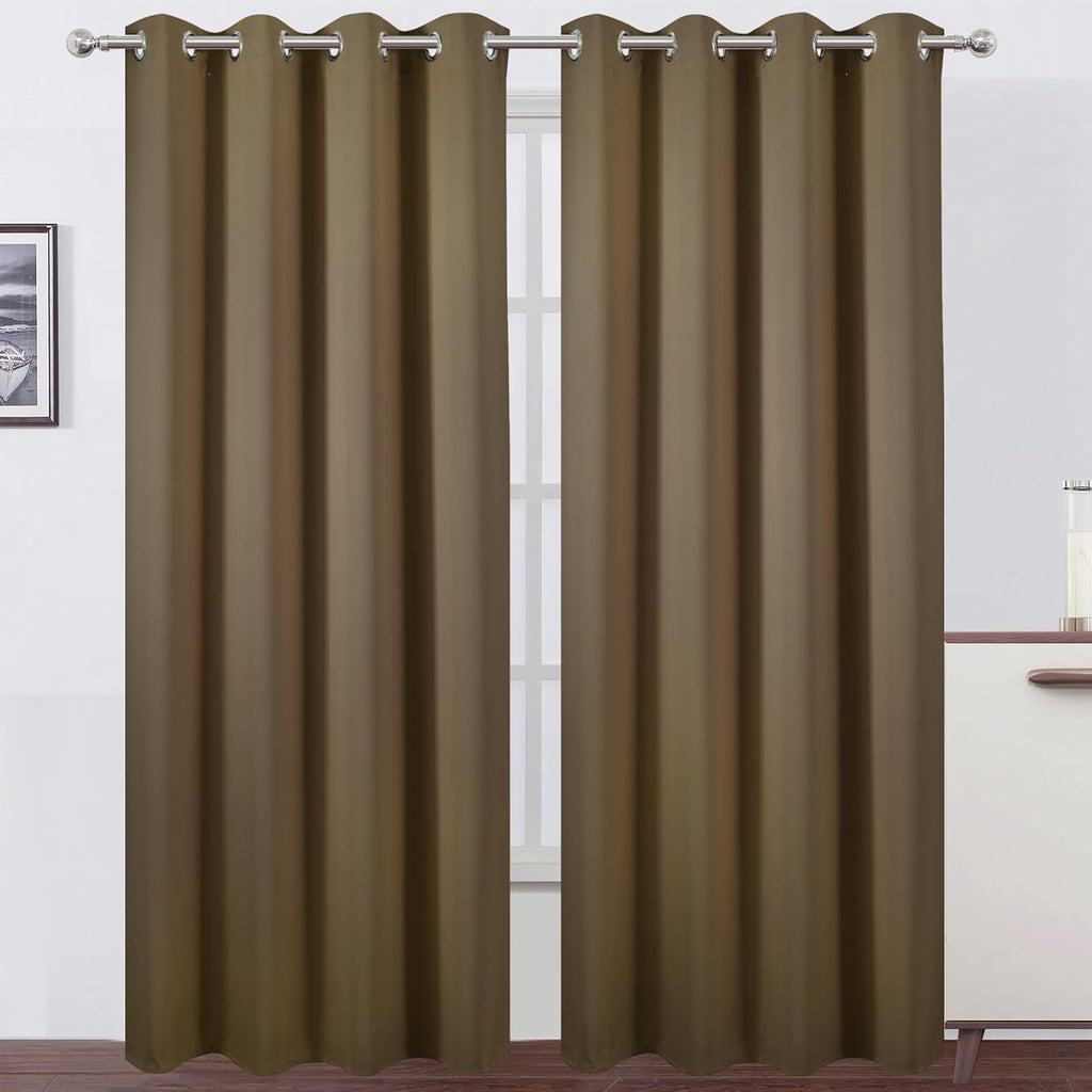 Lemomo Blackout Curtains 52 x 84 inches Long Brown Curtains Set of 2 Panels Thermal Insulated Room Darkening Curtains for Bedroom 84 inches…