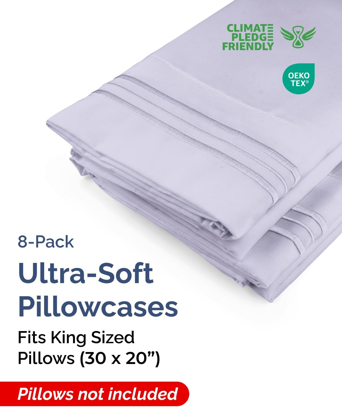 King Pillow Cases Set of 8 - Ultra Soft Hotel Quality Pillowcase Covers - Comfy, Cozy & Wrinkle Free - Shrink & Fade Resistant - Machine…