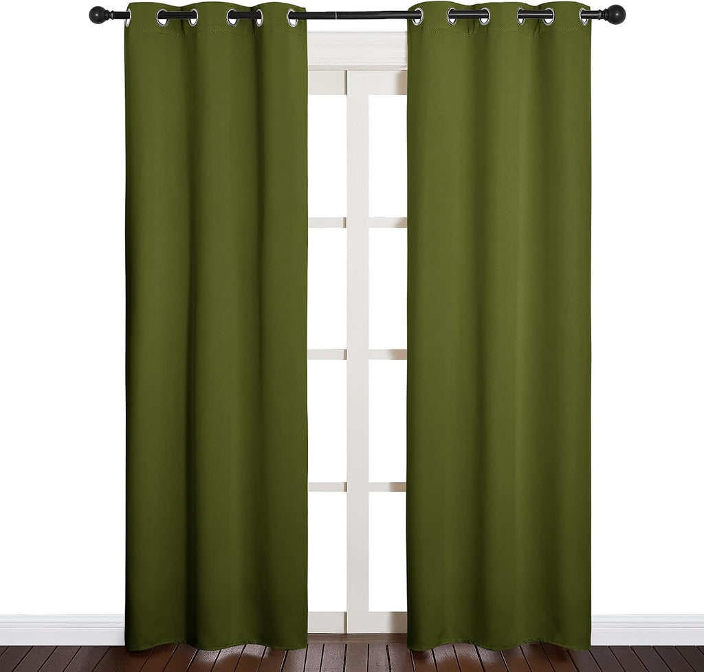 NICETOWN Window Curtain Panels, Christmas Window Decoration Thermal Insulated Solid Grommet Blackout Draperies/Drapes (One Pair, 34 by…
