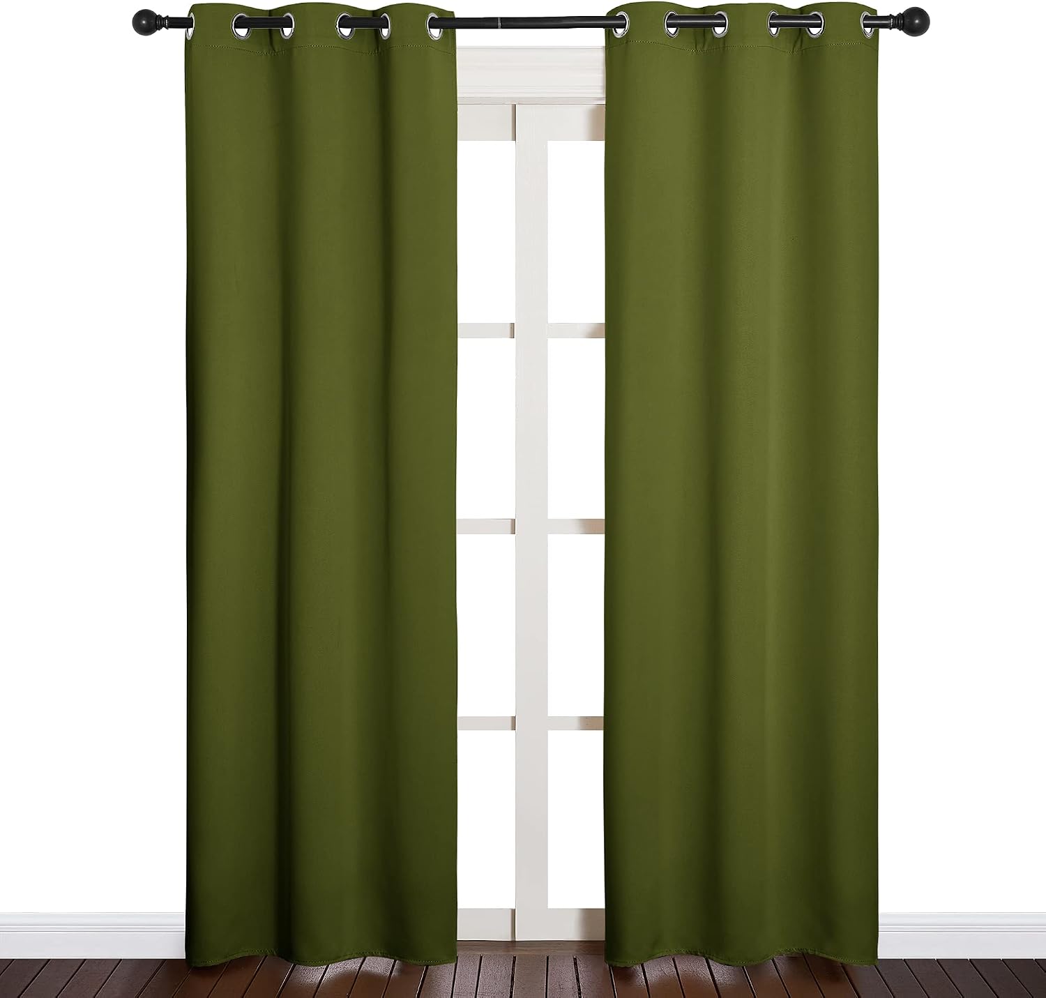 NICETOWN Window Curtain Panels, Christmas Window Decoration Thermal Insulated Solid Grommet Blackout Draperies/Drapes (One Pair, 34 by…