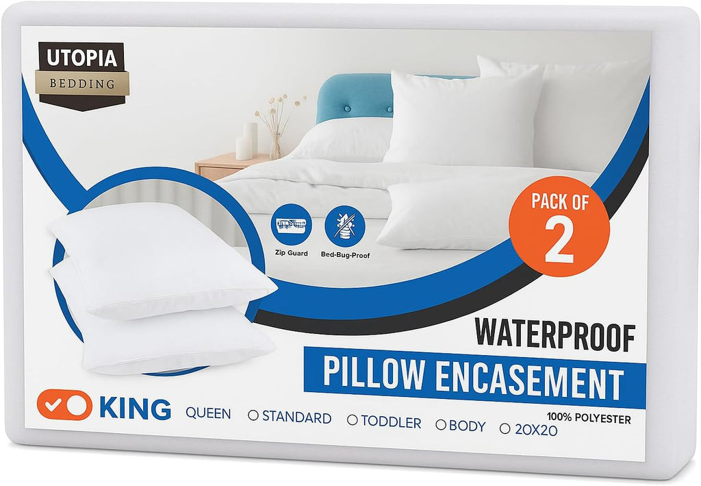 Utopiabedding Set of 2 Pillow Protectors with Zipper King Size, Bed Bug and Dust Mite Proof Pillow Covers, Ultra Soft Pillow Encasements, M…