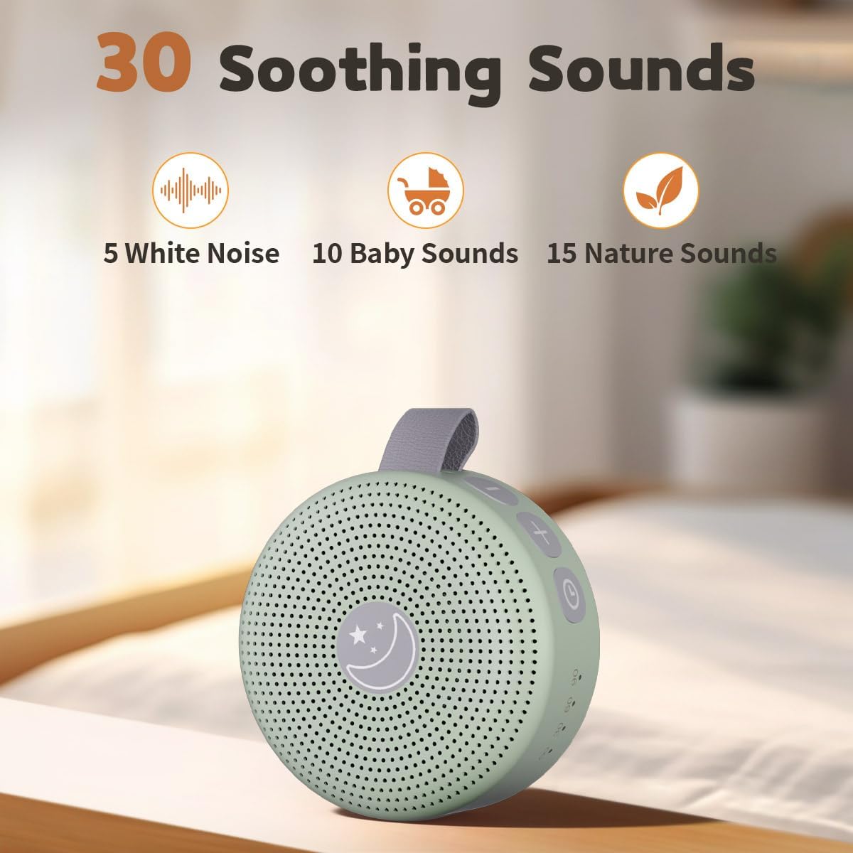 BodyHush Mini Sound Machine Portable Baby White Noise Machine Brown Noise Machine 30 Soothing Sounds for Kids Adults Auto-Off Timer 32 Volu…