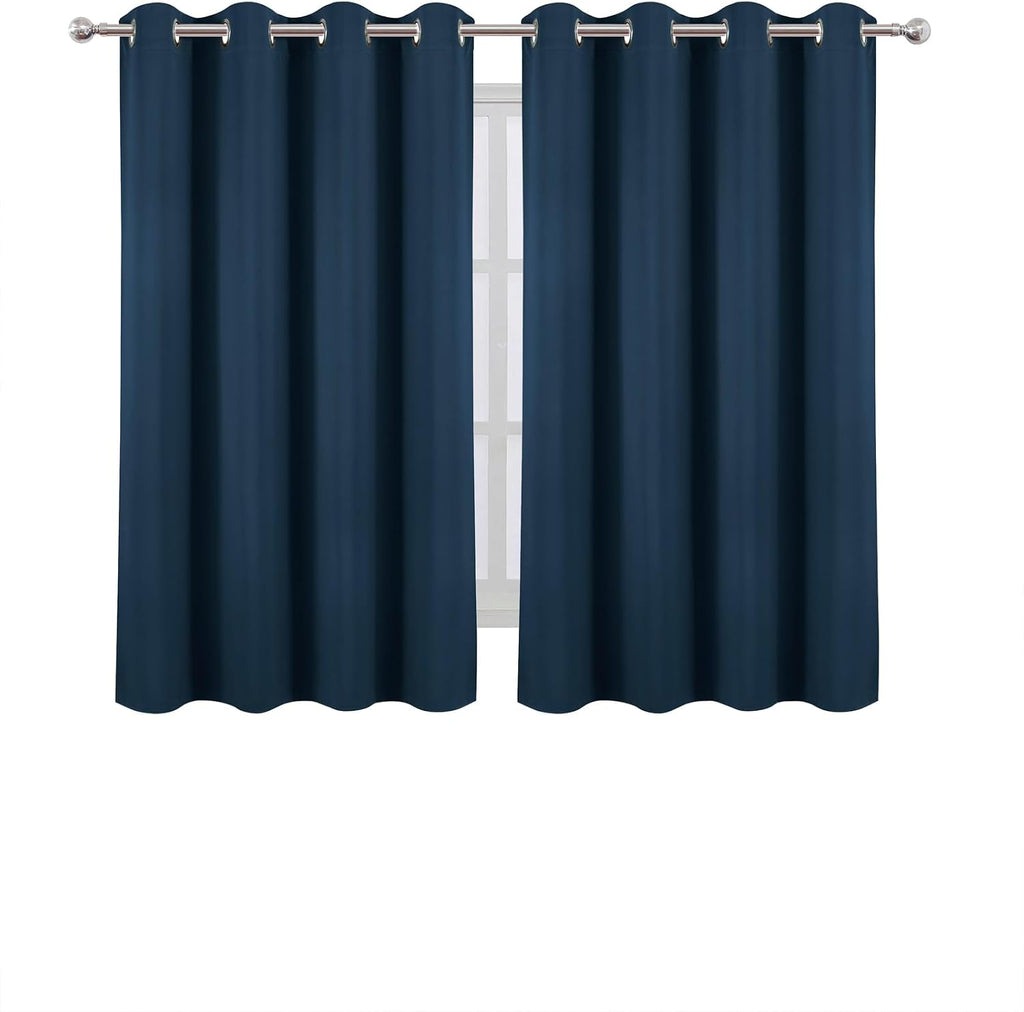 Lemomo Blackout Curtains 66 x 54 Inch Long Navy Blue Curtains Set of 2 Panels Room Darkening Curtains for Bedroom and Living Room 54 Inch B…